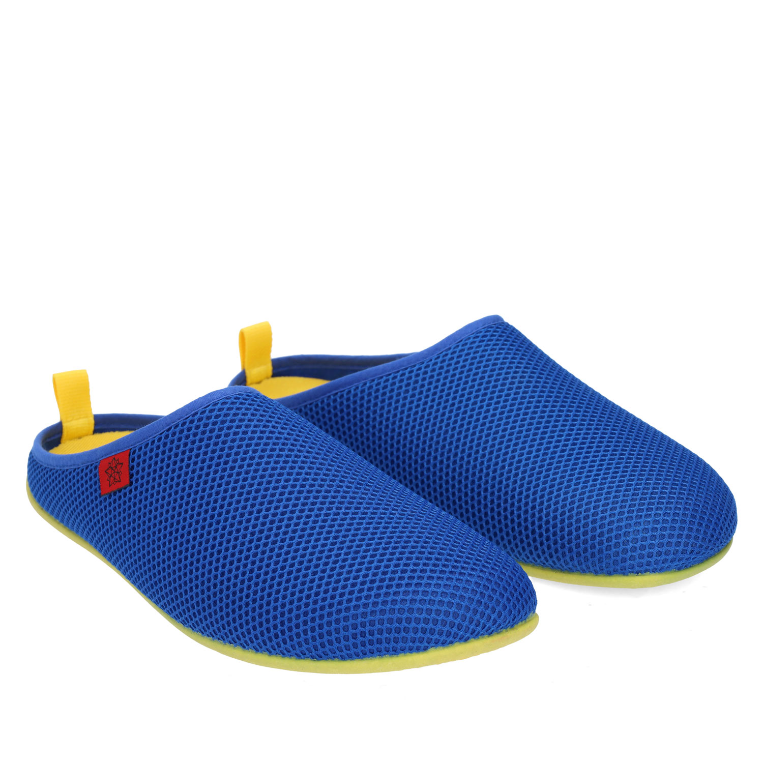 Spring/ Summer Unisex Slippers in Klein Blue mesh with Yellow outsole 