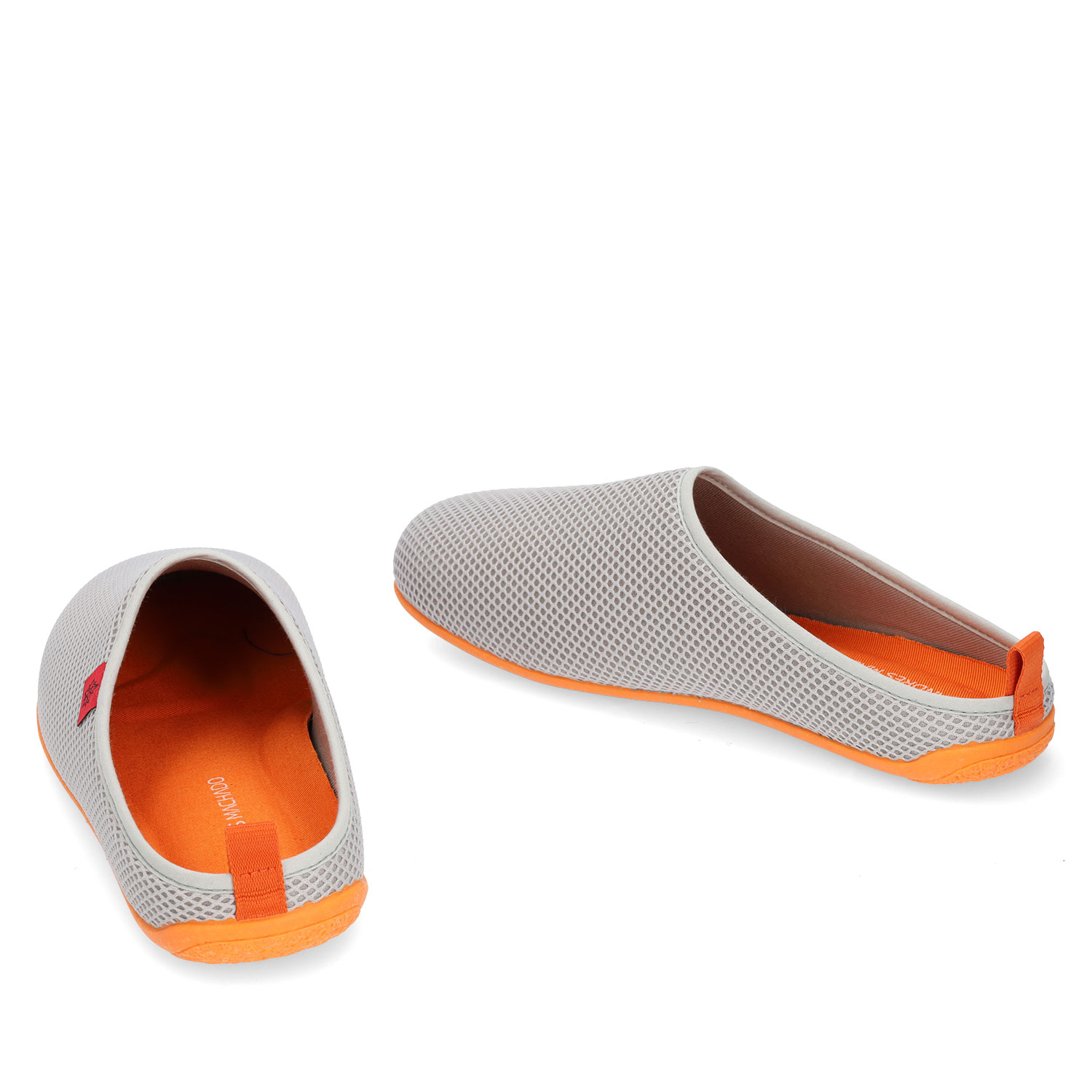 Spring/ Summer Unisex Slippers in Gray mesh with Orange outsole 