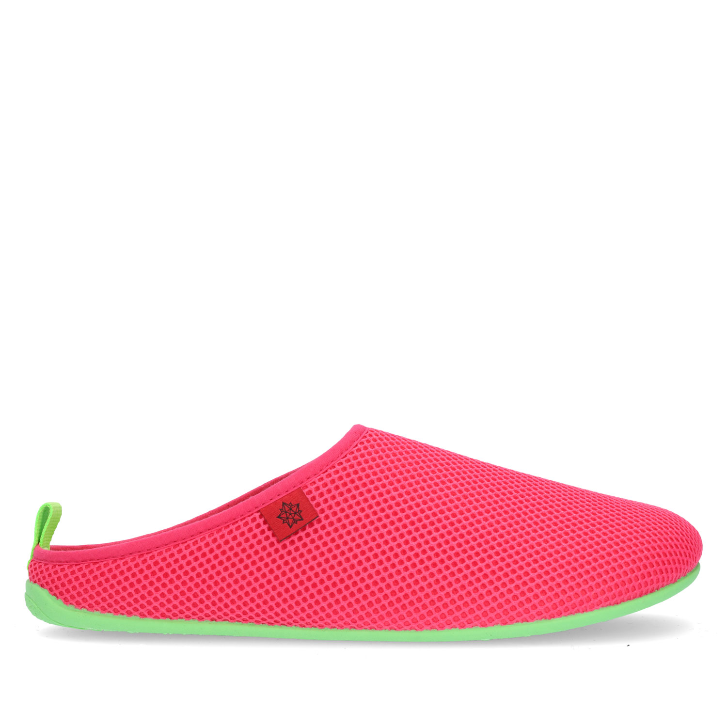 Spring/ Summer Unisex Slippers in Fuchsia mesh with Green outsole 