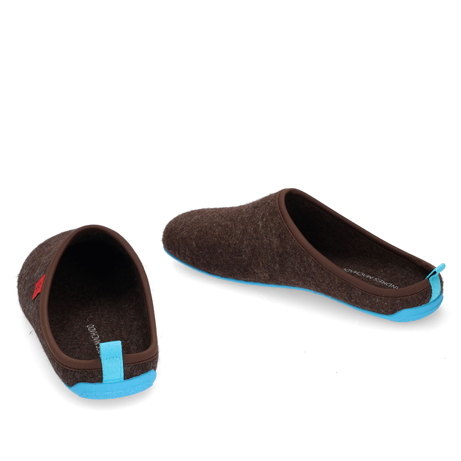 Unisex Brown Felt Slippers with Blue sole 