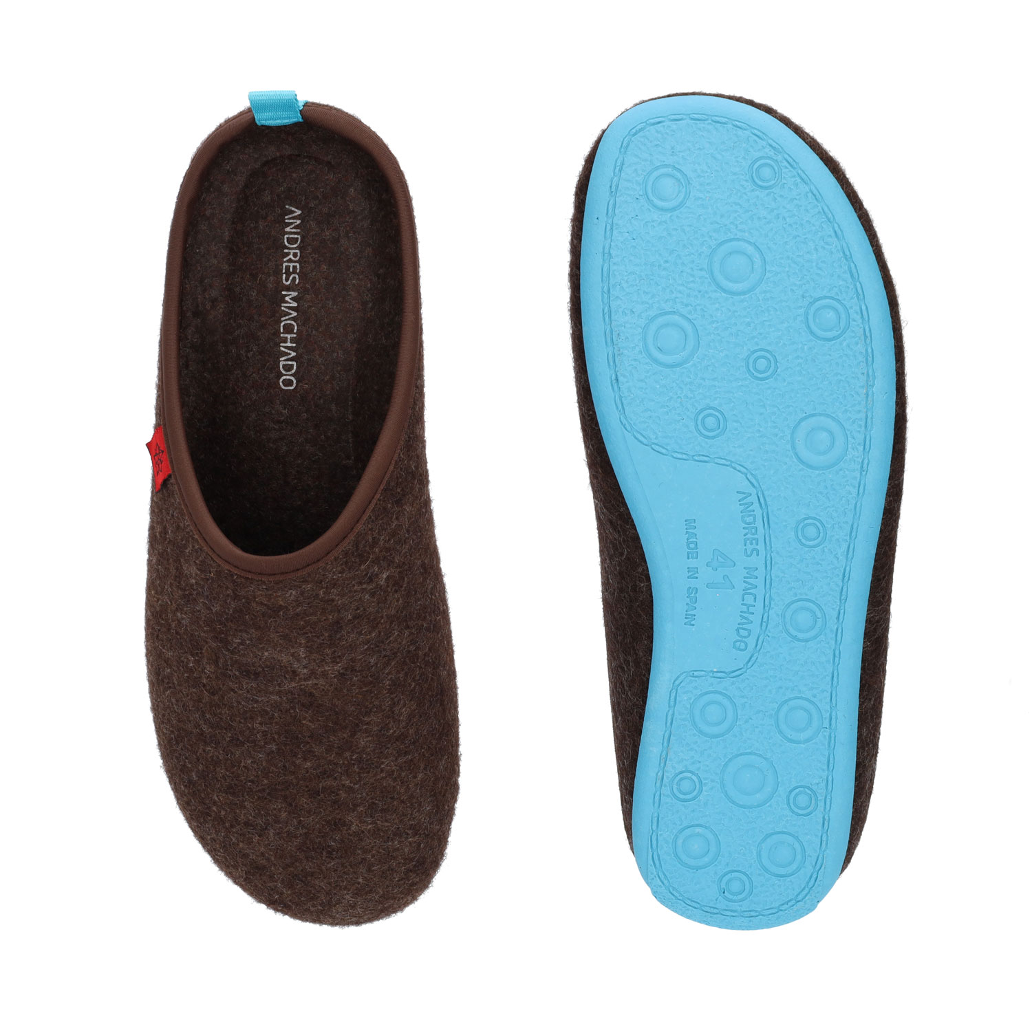 Unisex Brown Felt Slippers with Blue sole 