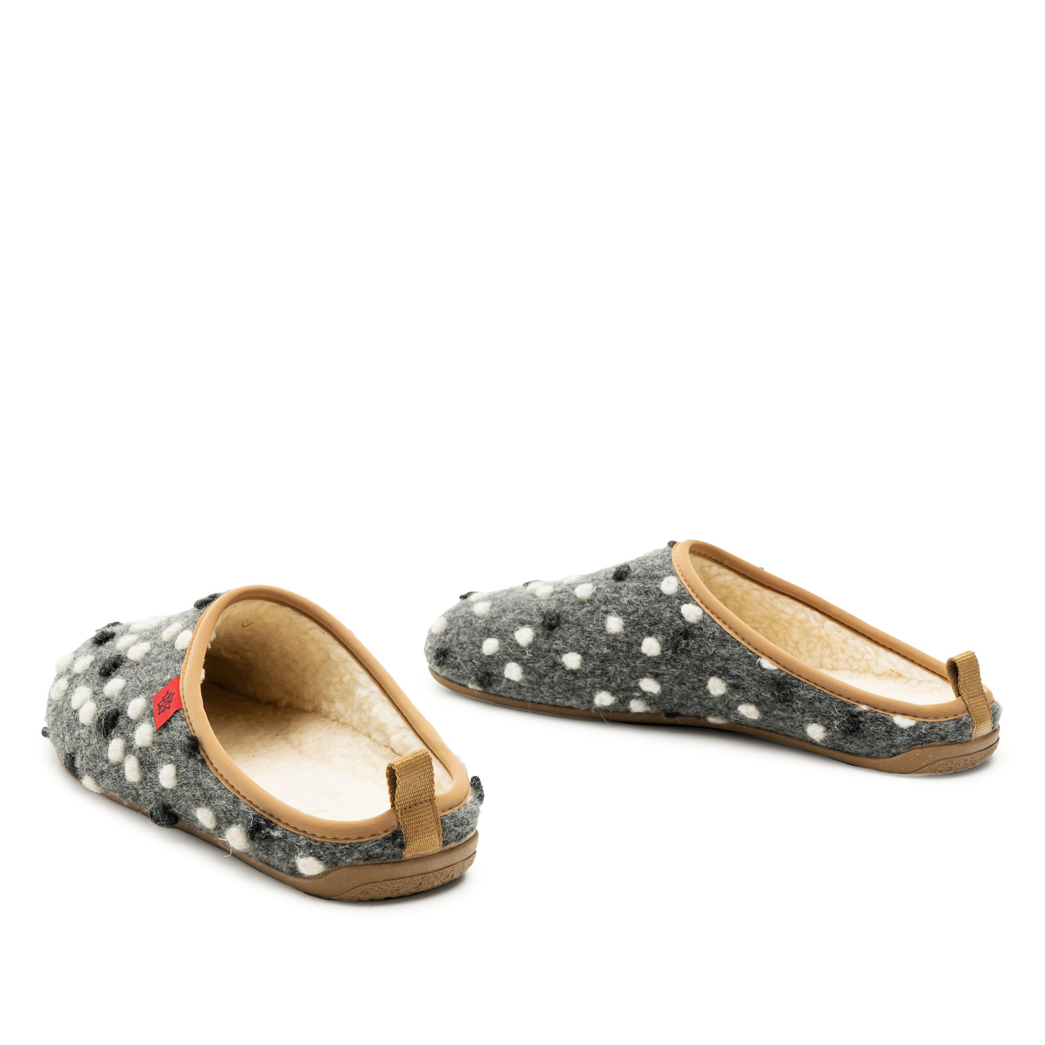 Slippers in Anthracite Wool with dots 