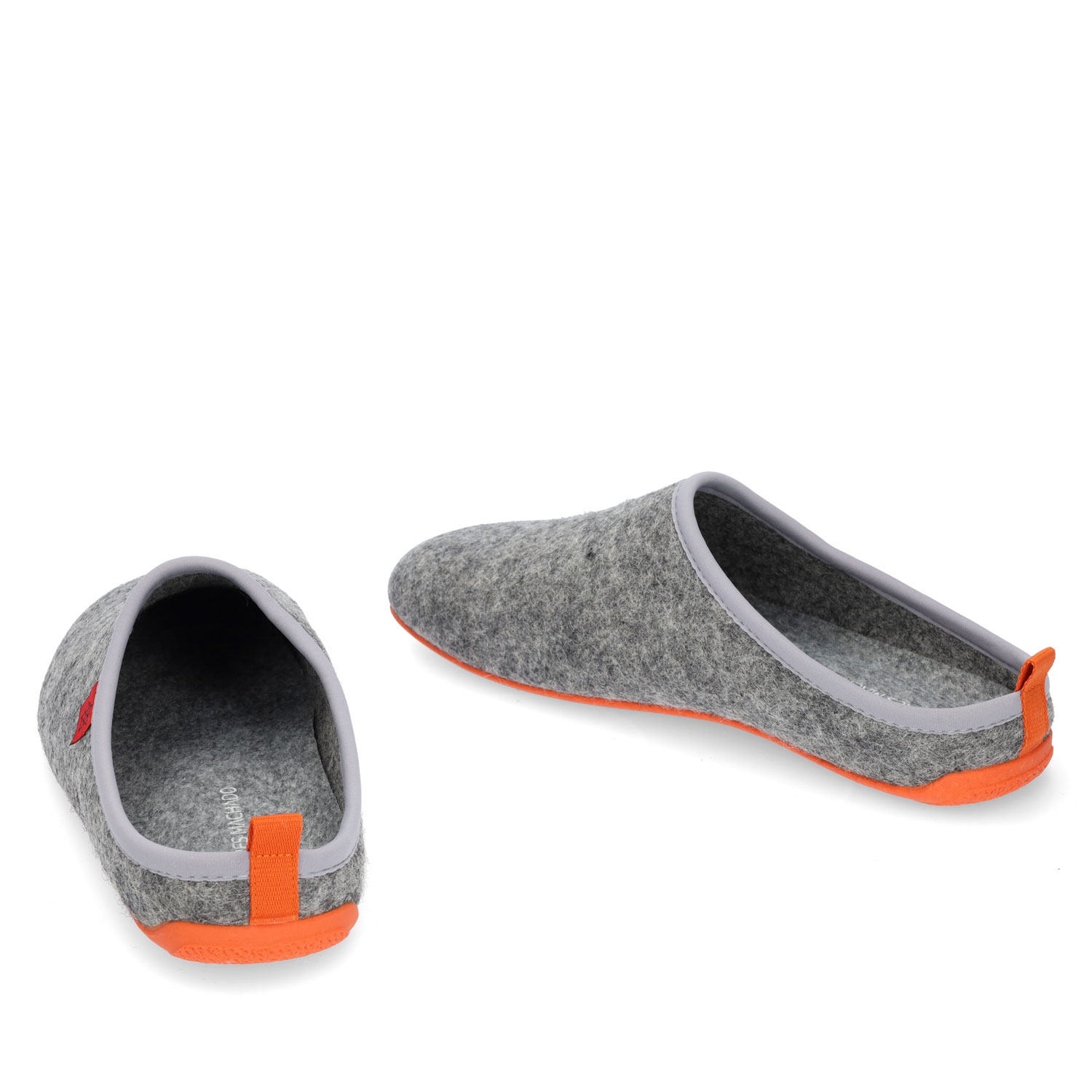 Unisex Grey Felt Slippers with Orange sole 