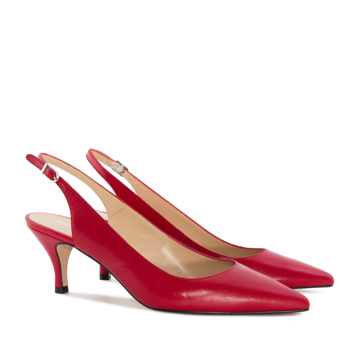 Fine Toe Slingback Shoes in Red Leather - Women, Exclusive Women ...