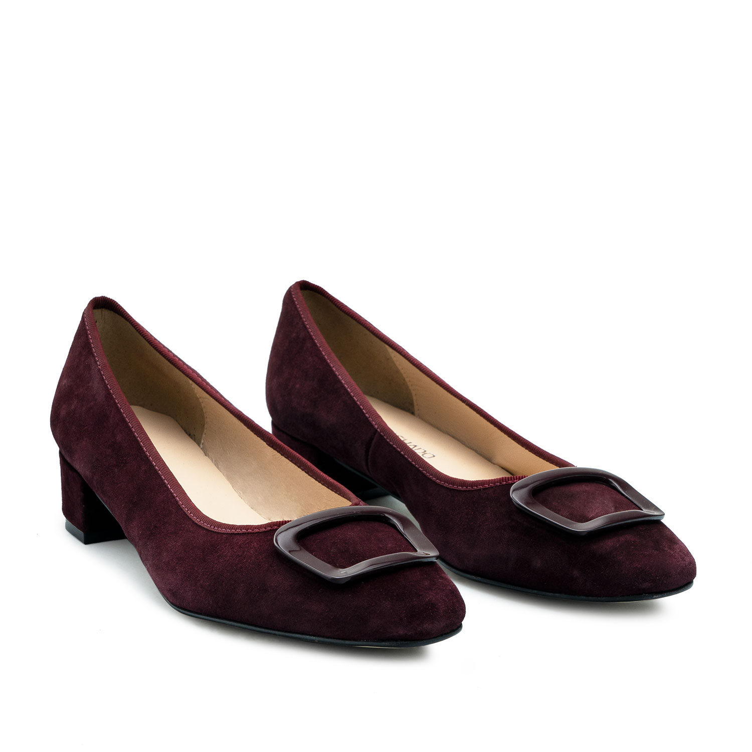 Heeled Shoes in Burgundy Split leather 