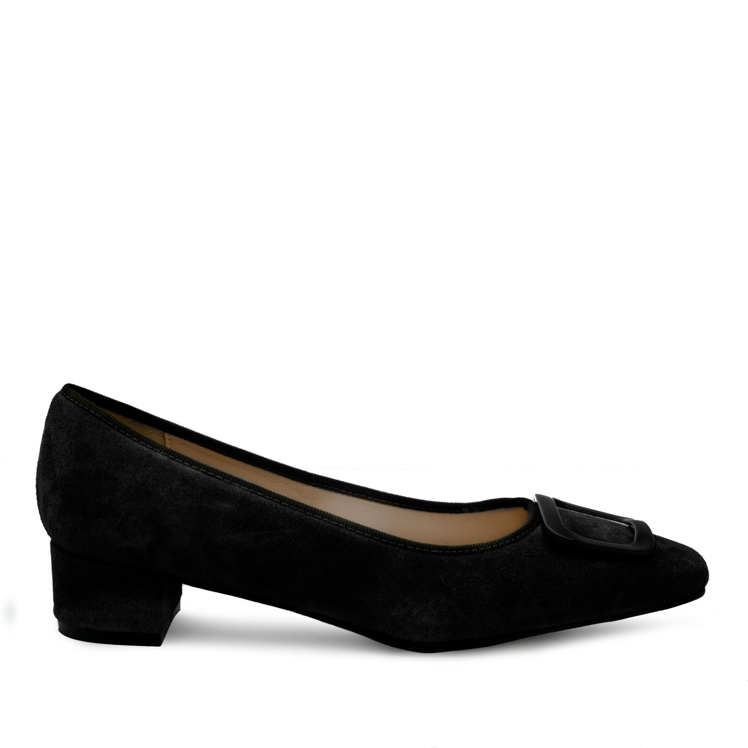 estilo Indiferencia Marcado Zapato en serraje tacón Negro - Tallas de la 32 a la 45