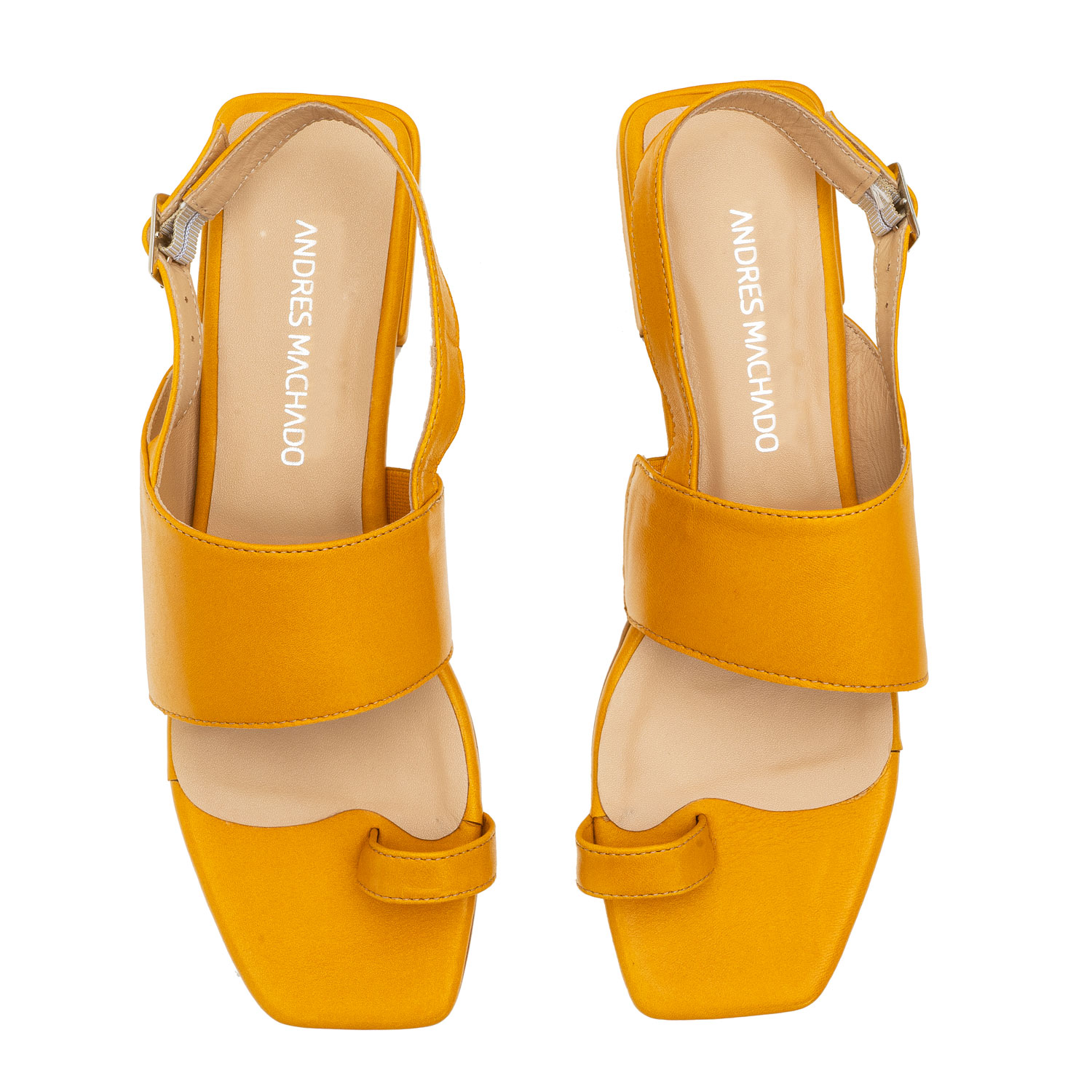 Toe Slingback Sandals in Mustard Leather 