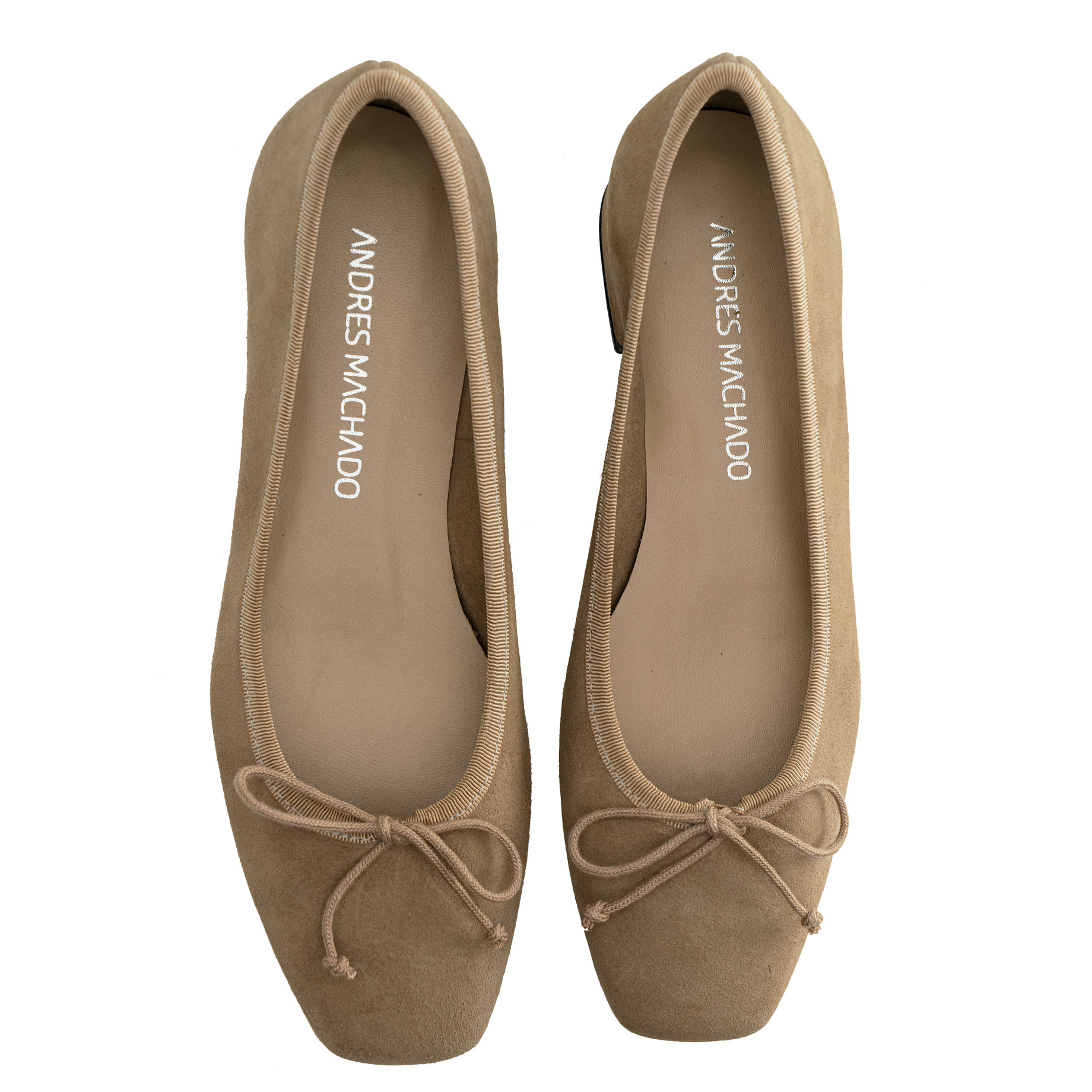 Bowtie Ballet Flats in Taupe Split Leather 