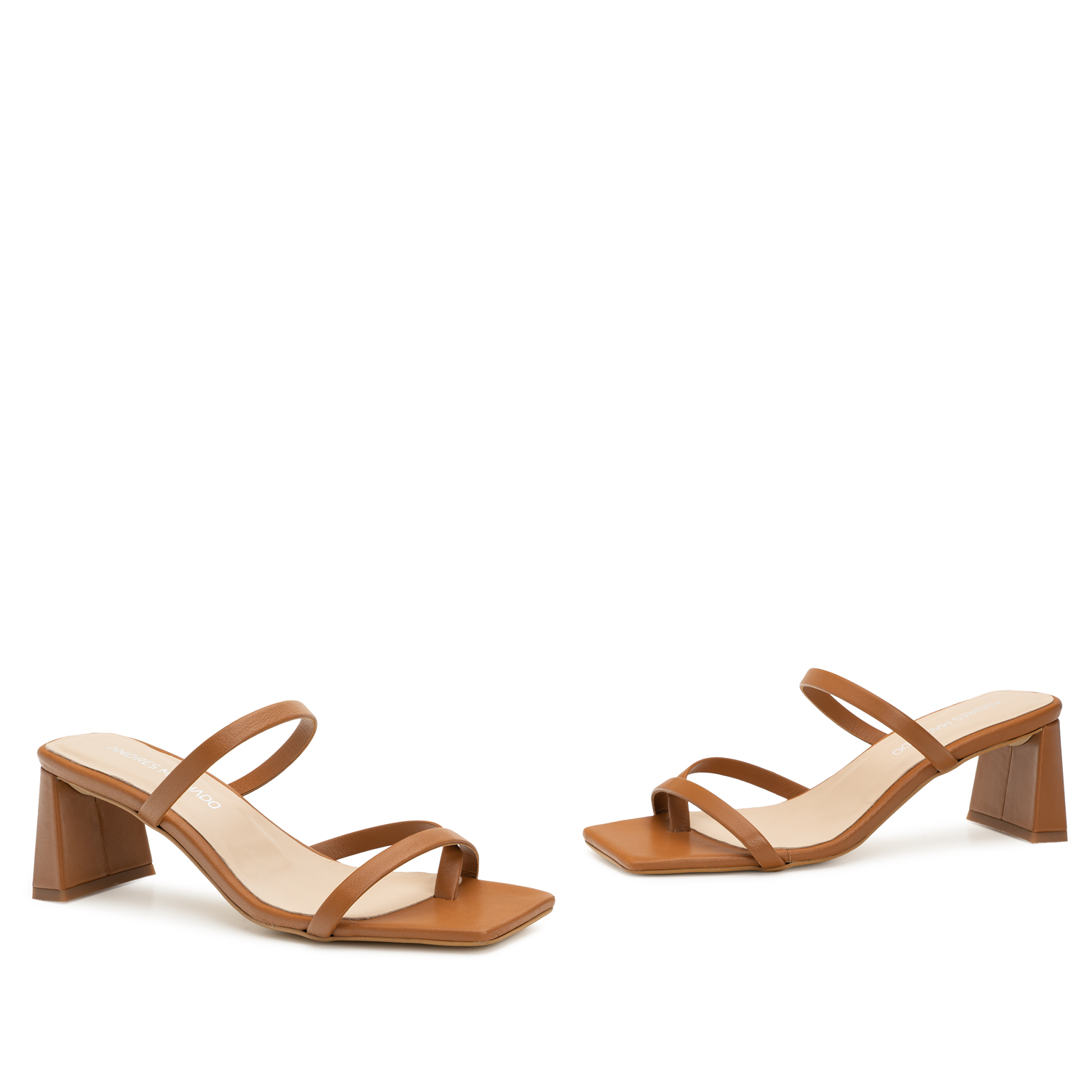 Heeled Mules in Brown Leather with Square Toe 