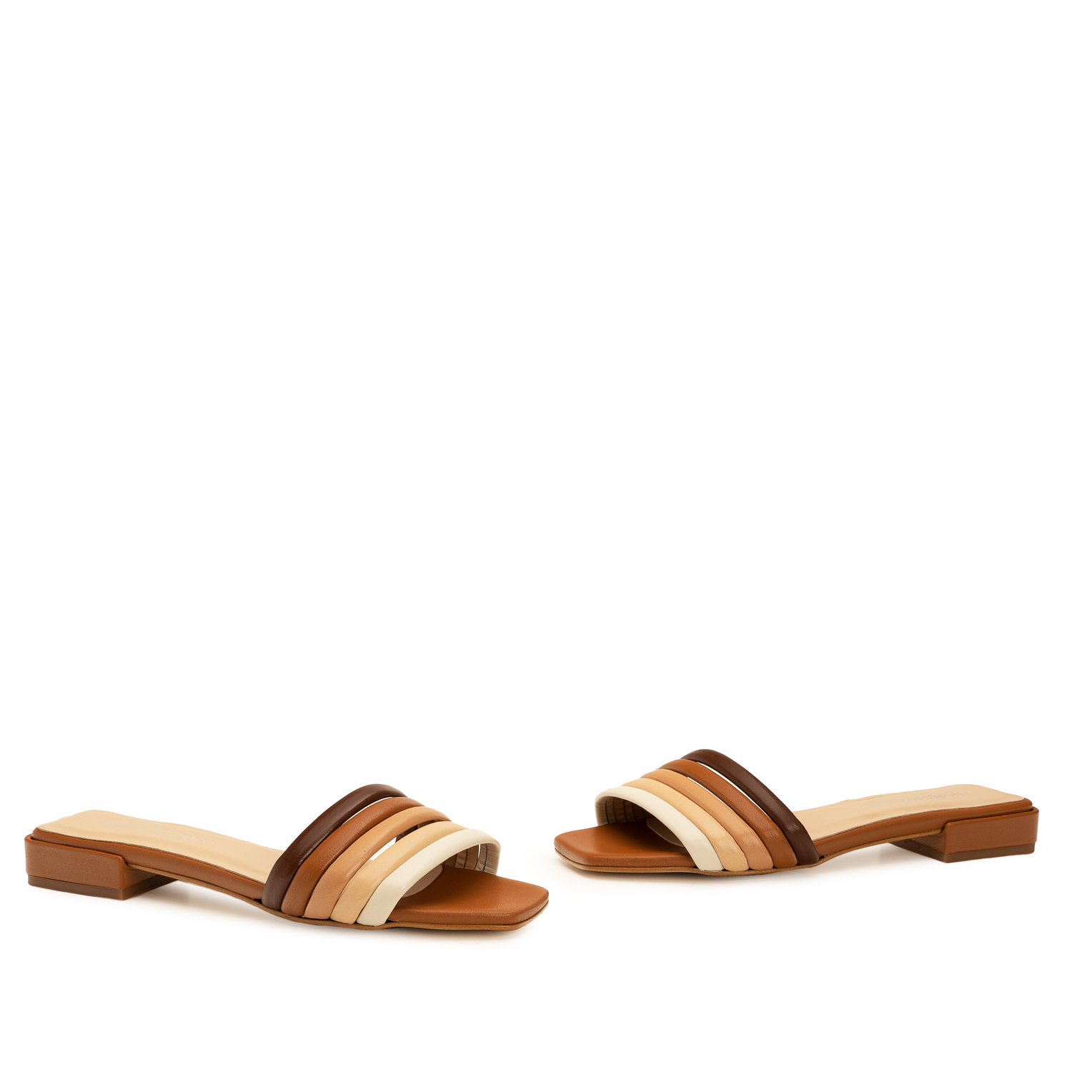 Flat Sandals in Multi-Colored Leather 