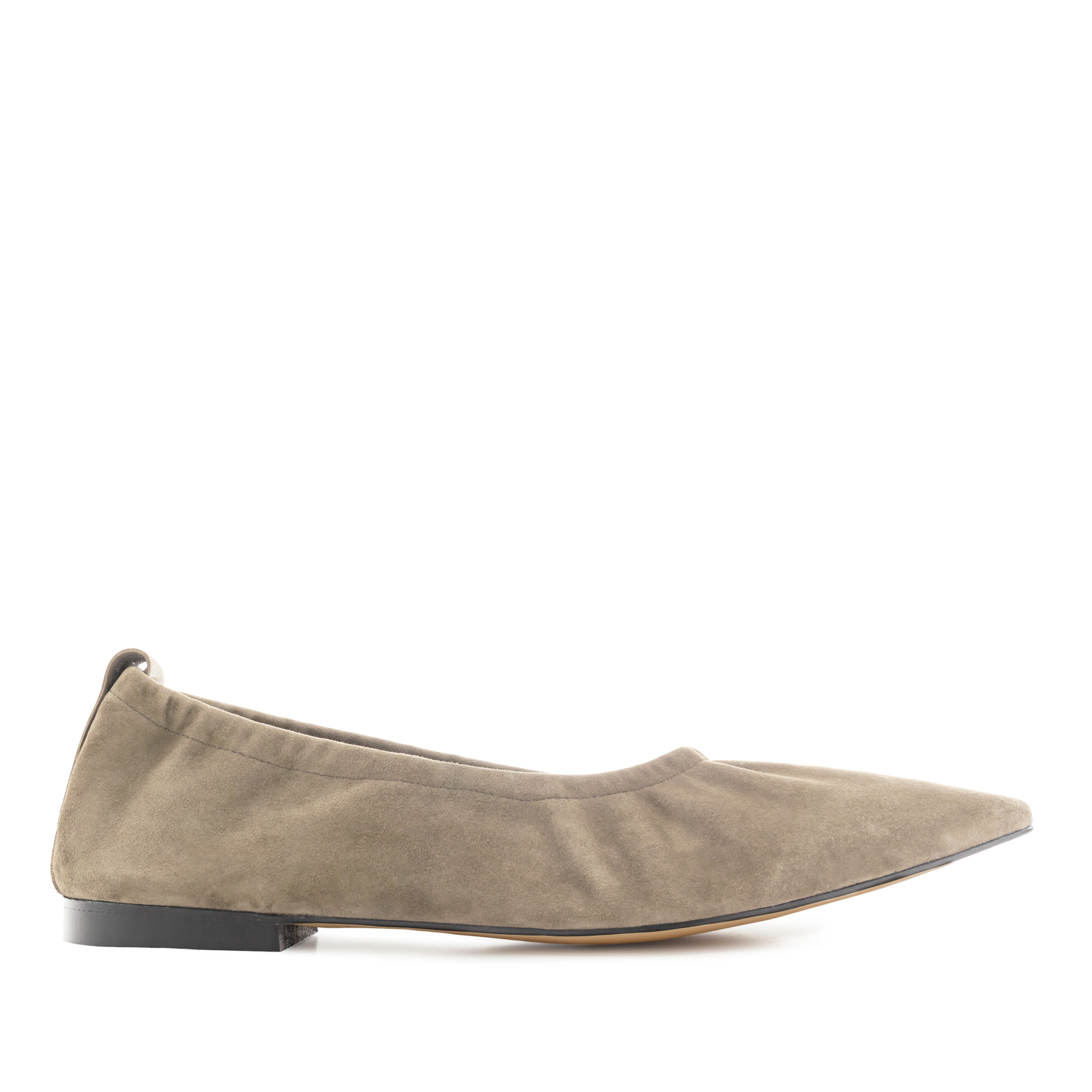 Elasticated Ballet Flats in Beige Suede Leather 