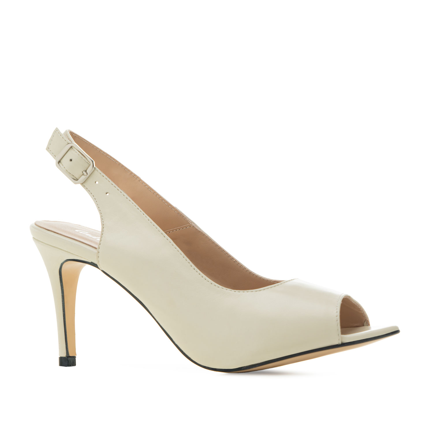 Slingback Shoes in Off-white Leather 
