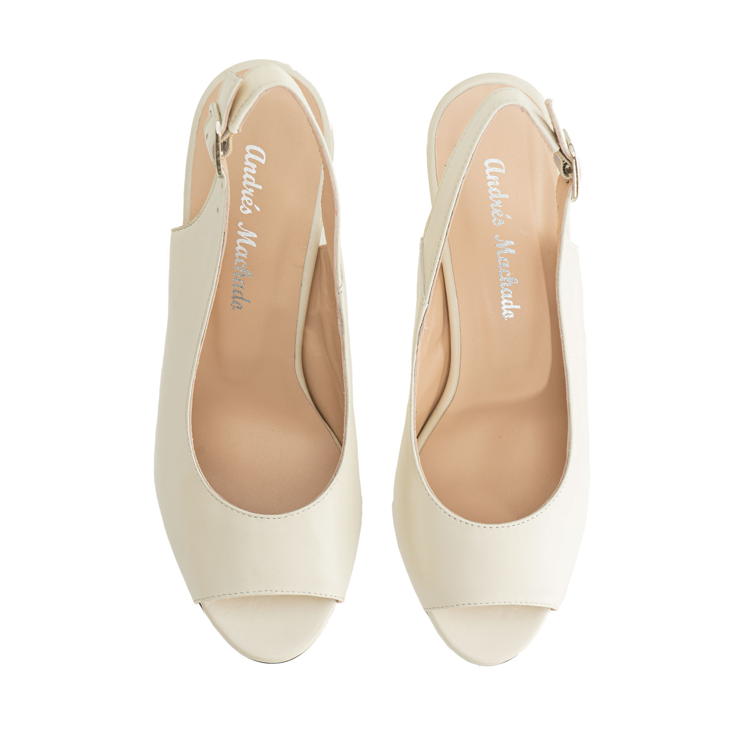 Slingback Shoes in Off-white Leather 