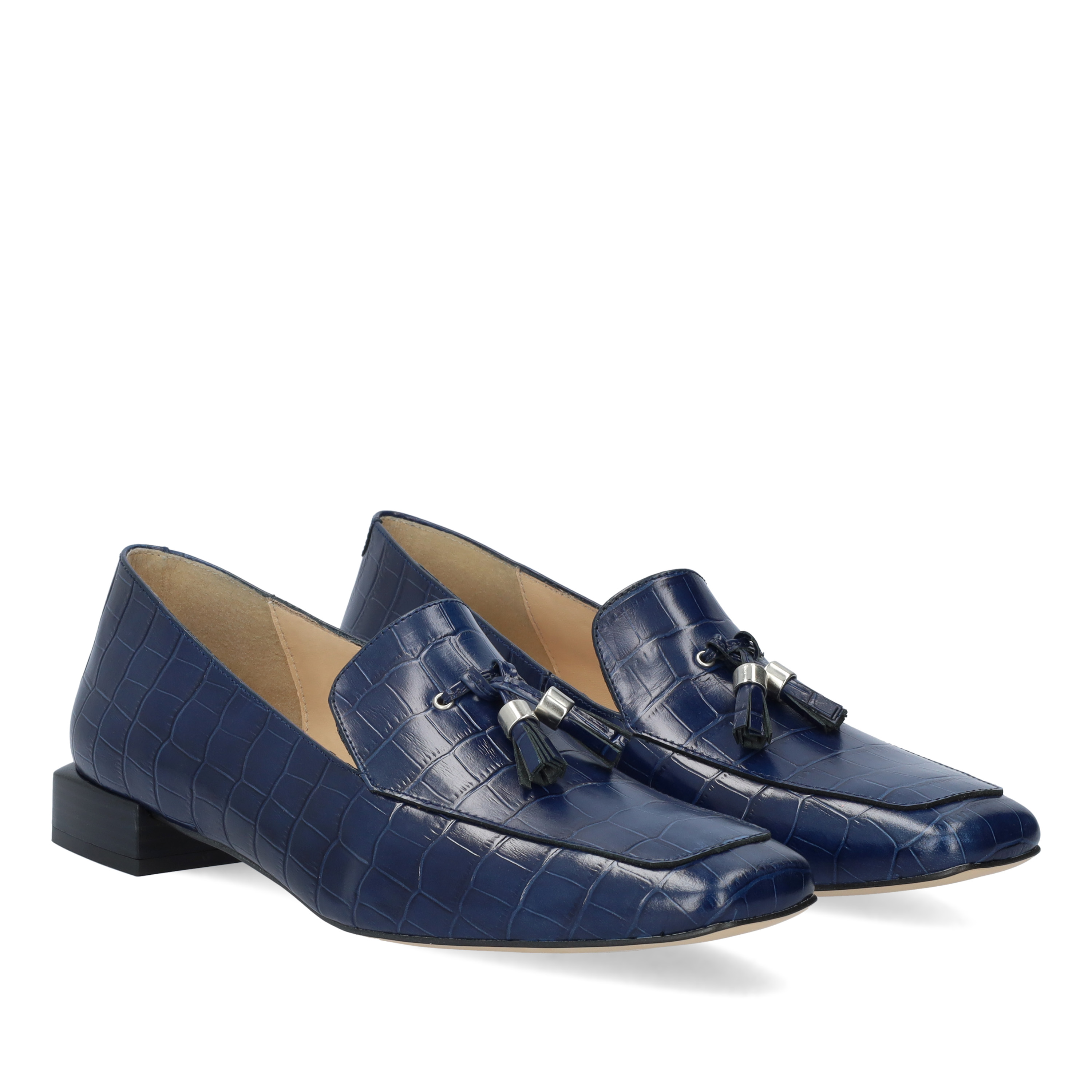 Navy Coco leather loafers 