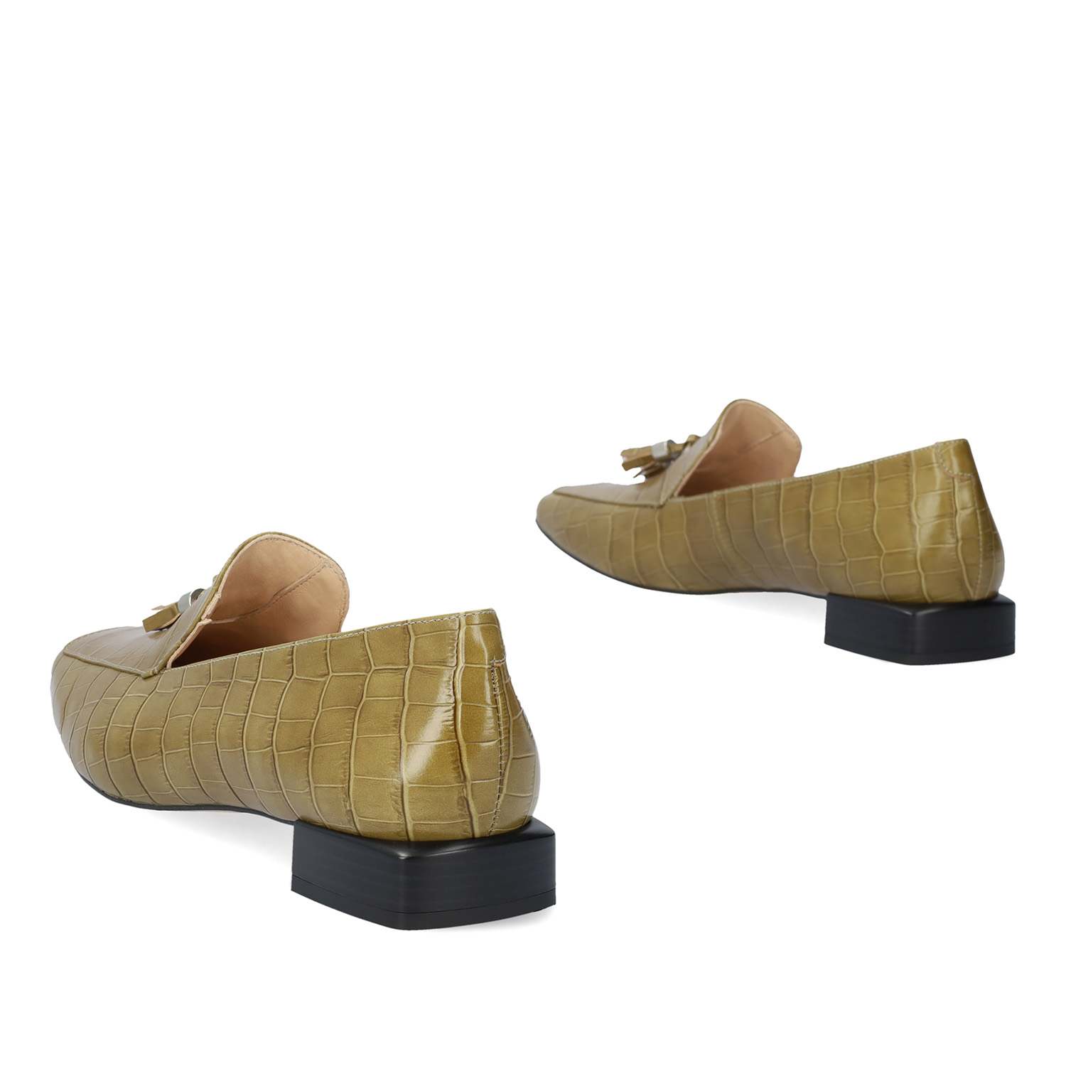 Loafer aus Leder in Olivgrün 