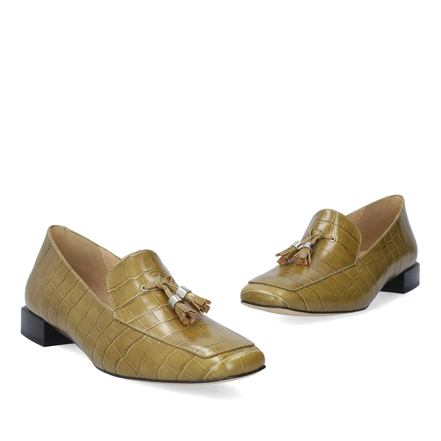 Olive Coco leather loafers 