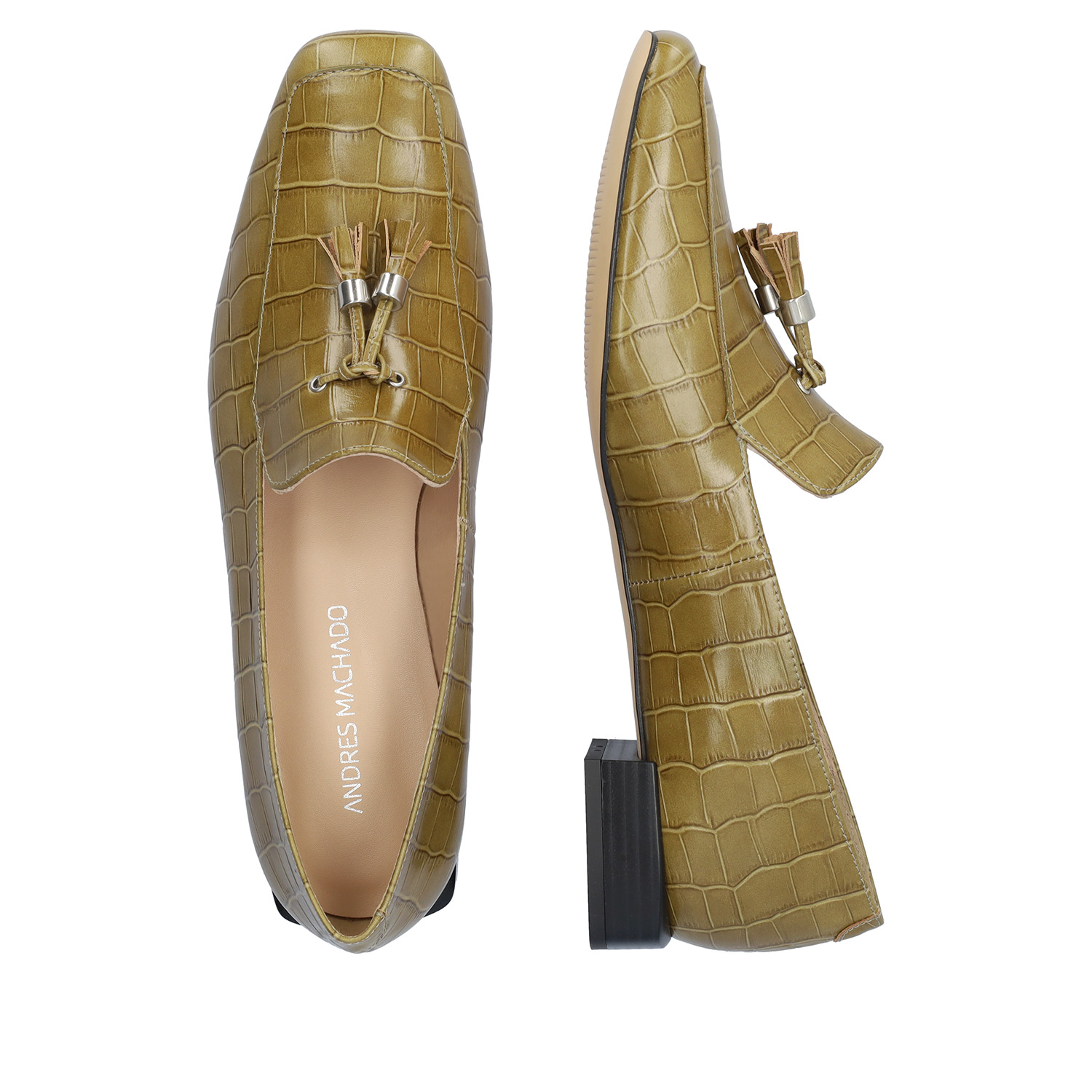 Olive Coco leather loafers 