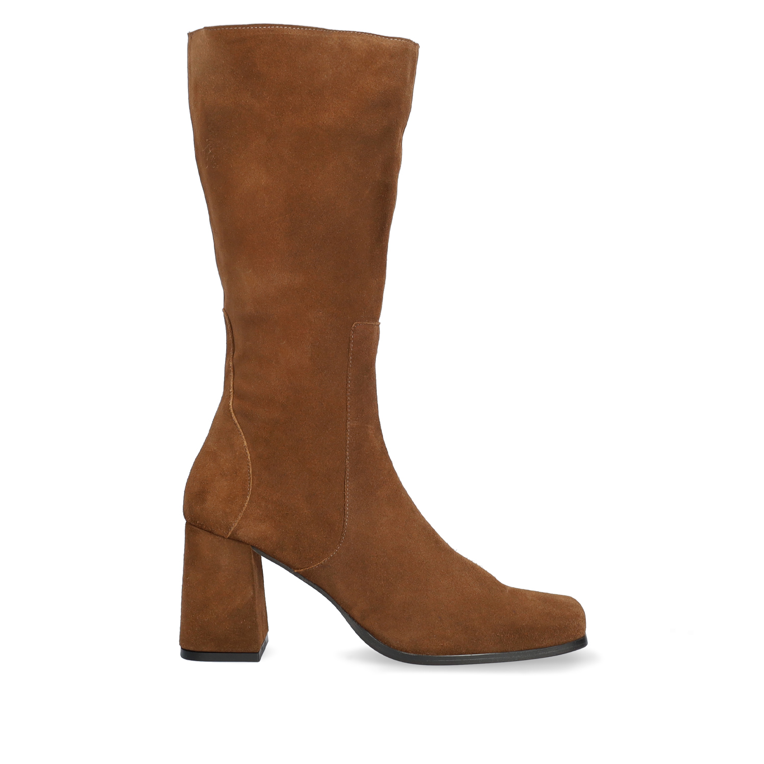 Heeled boots in cognac leather 