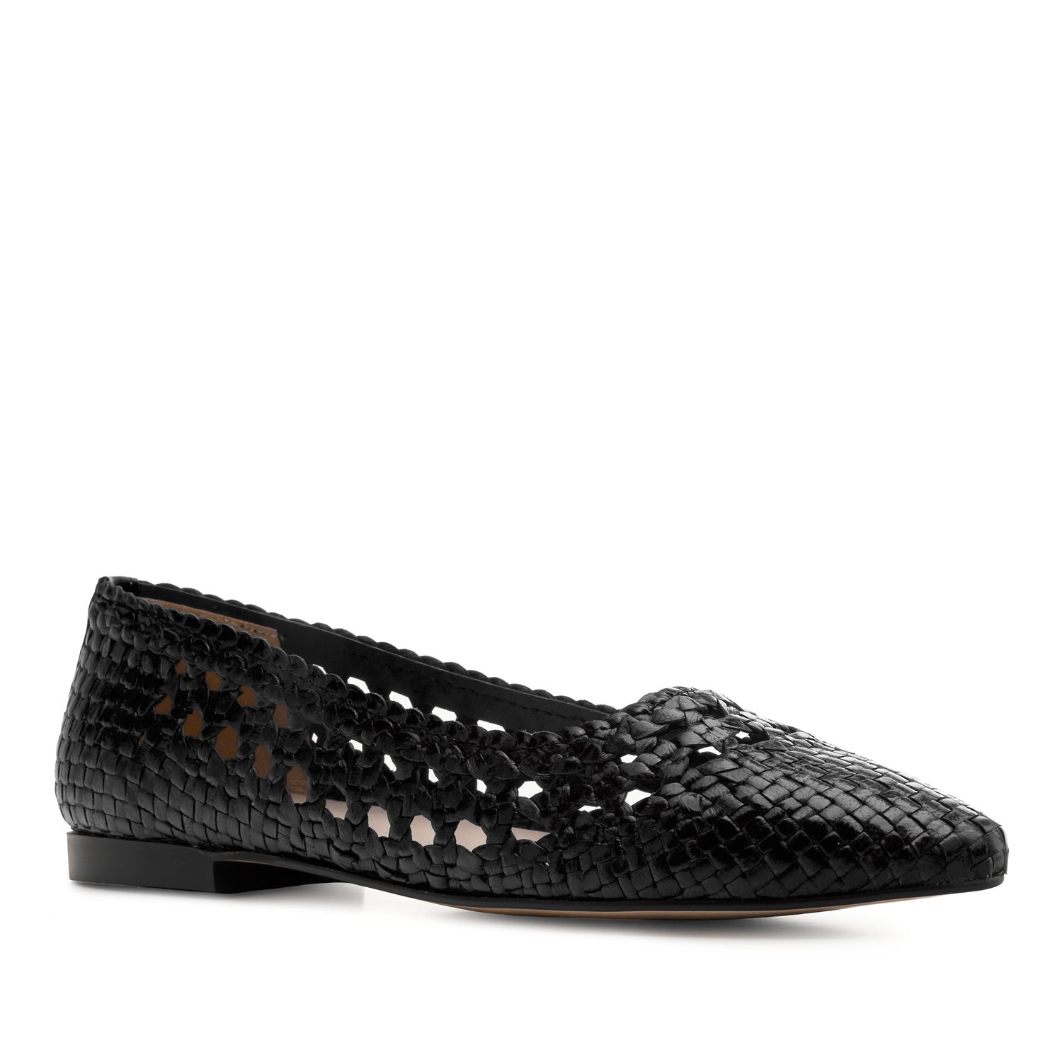 Braided Ballet Flats in Black Leather - Exclusive Leather Collection ...