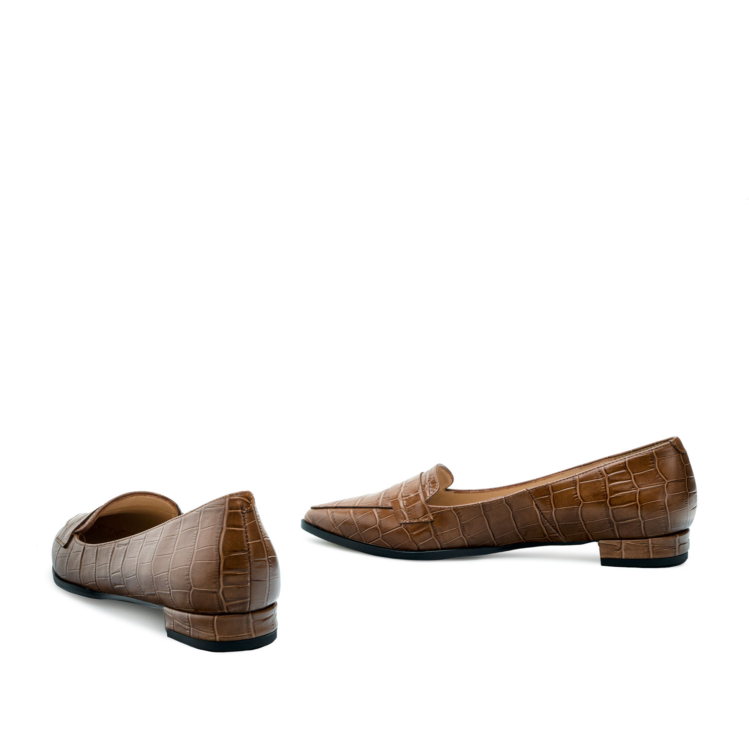 brown pointed toe loafers