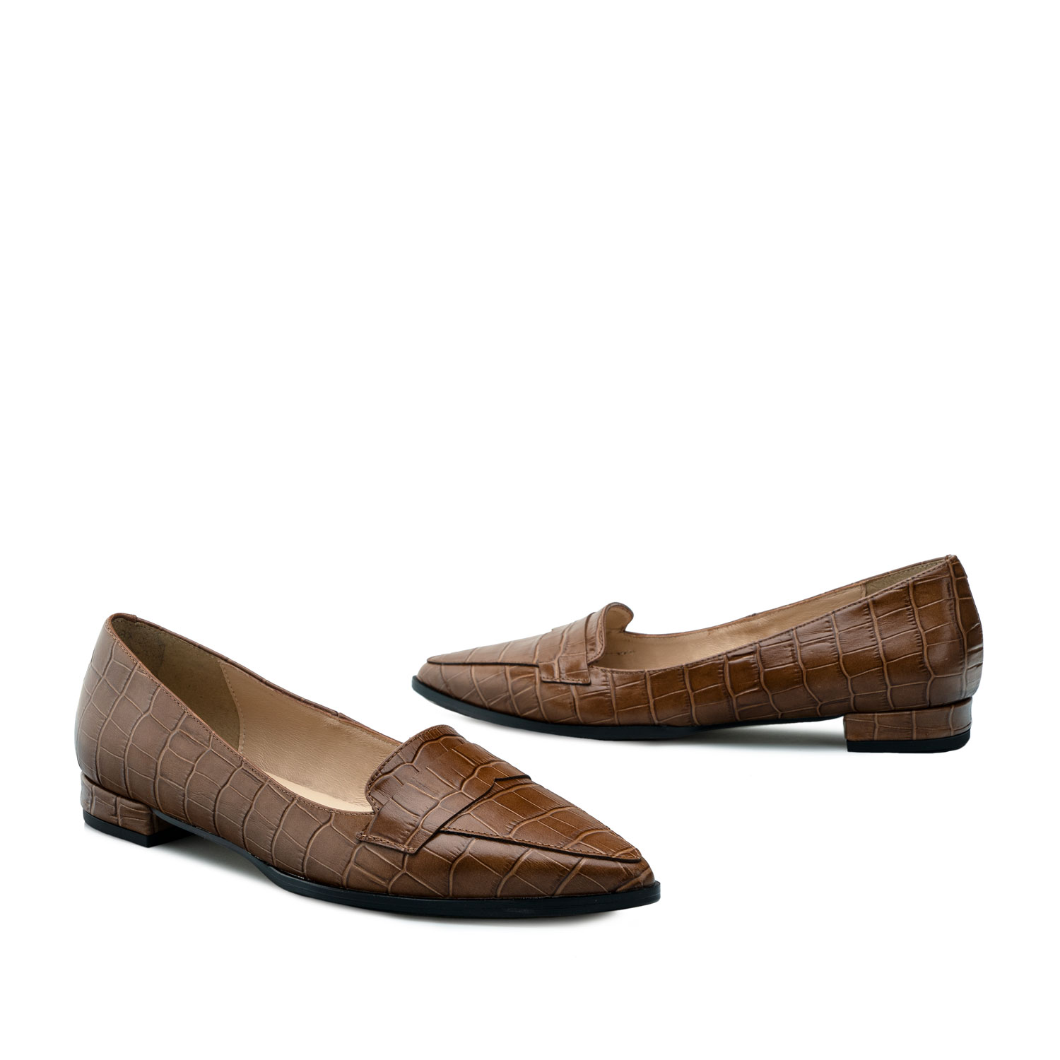 brown pointed toe loafers