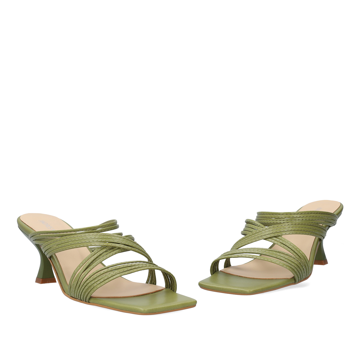 Sandaletten aus olivgrünem Leder 