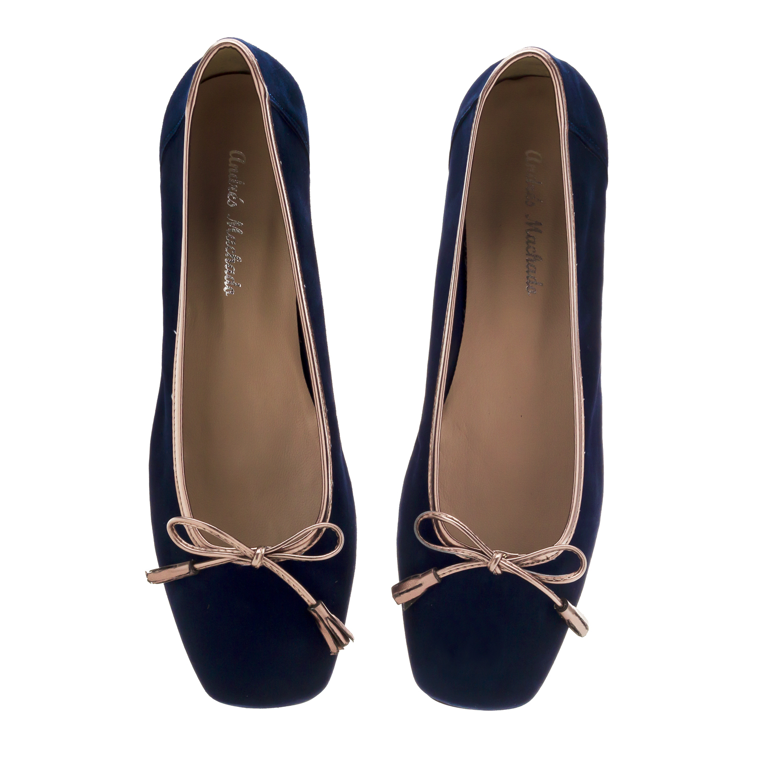Bow Ballet Flats in Navy Suede Leather 