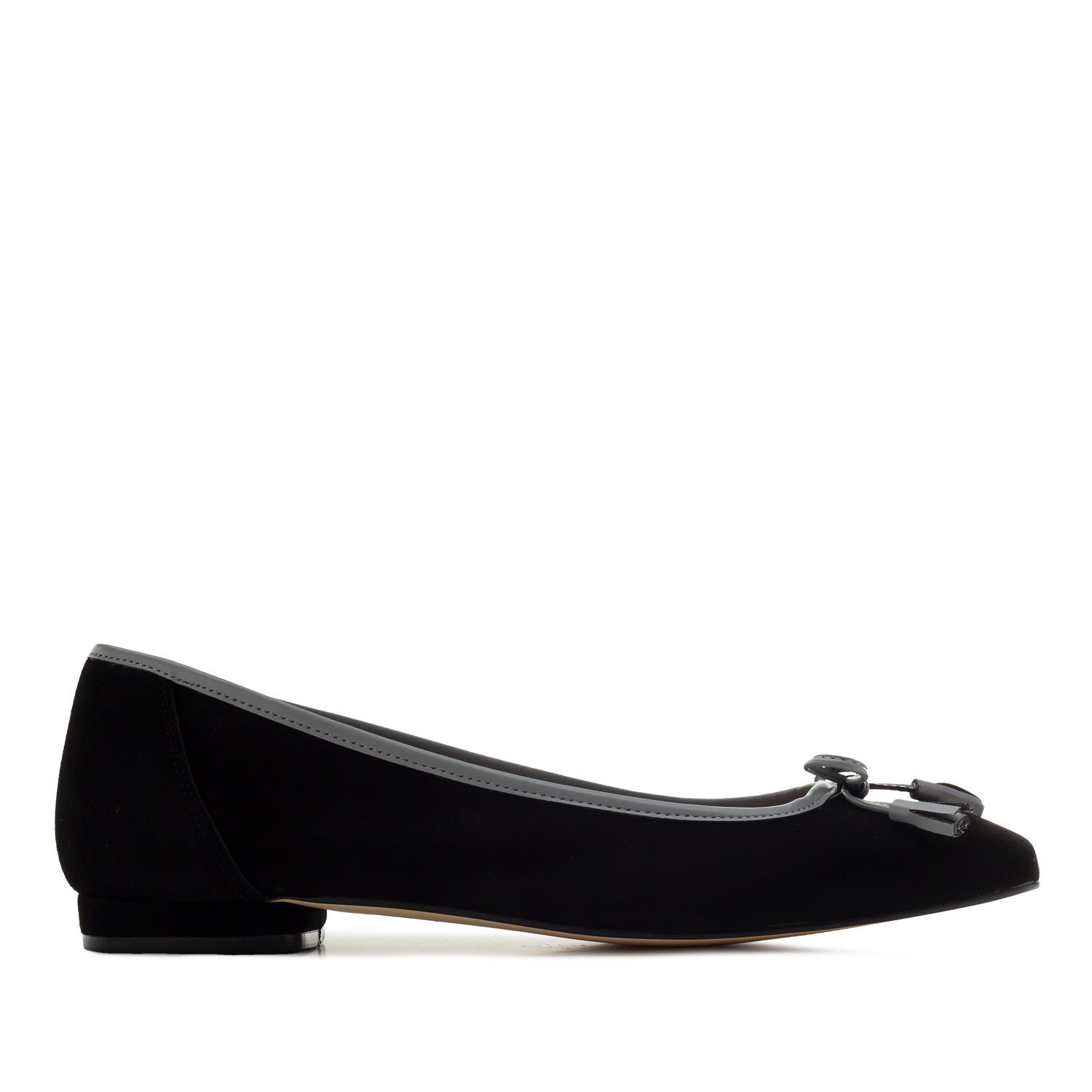 Bow Ballet Flats in Black Suede Leather 