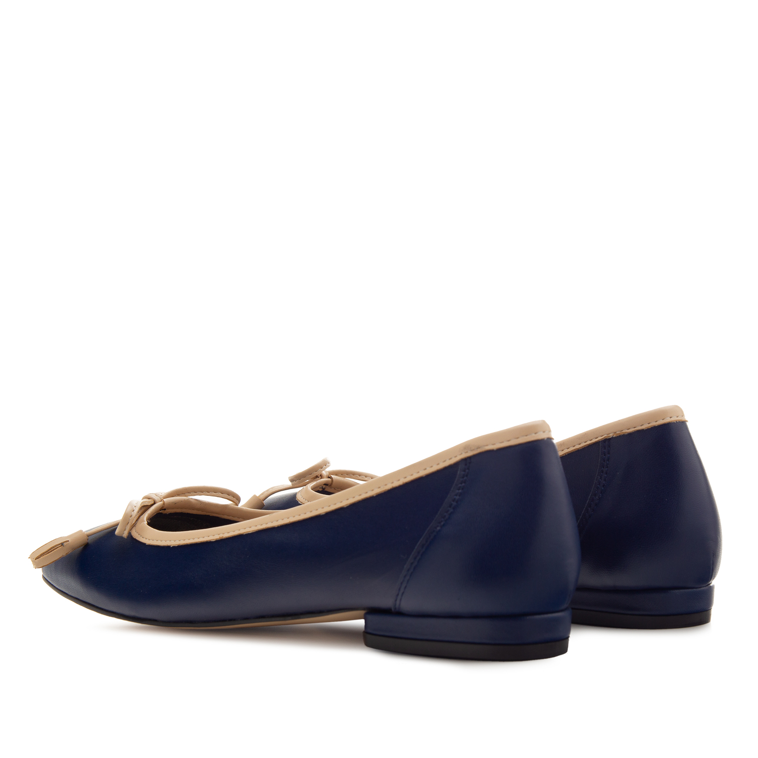 Bow Ballet Flats in Navy Leather 