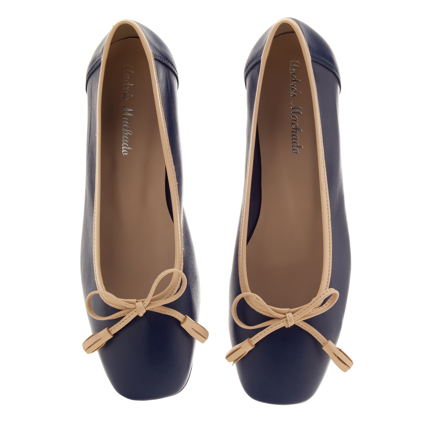 Bow Ballet Flats in Navy Leather 