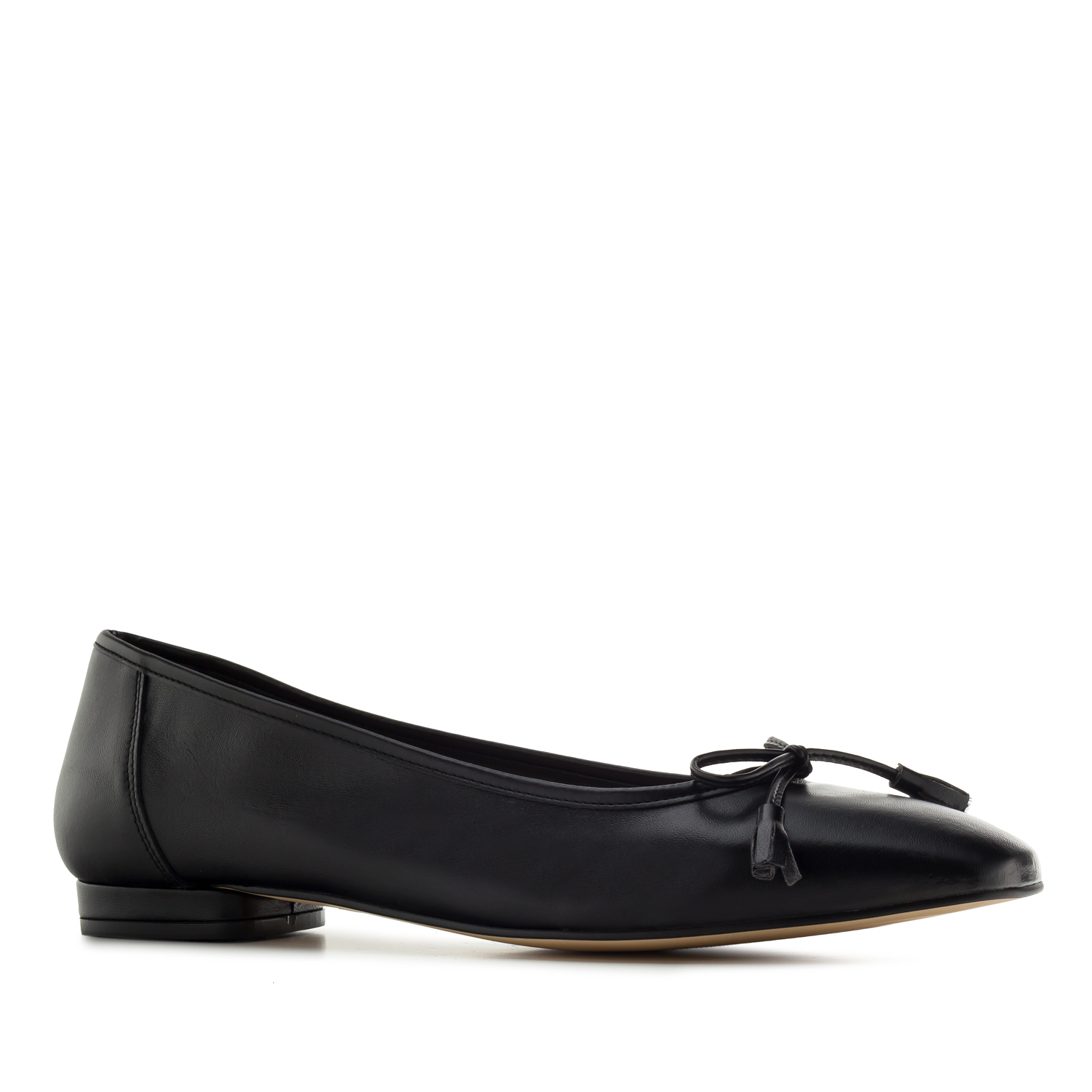 Bow Ballet Flats in Black Leather 