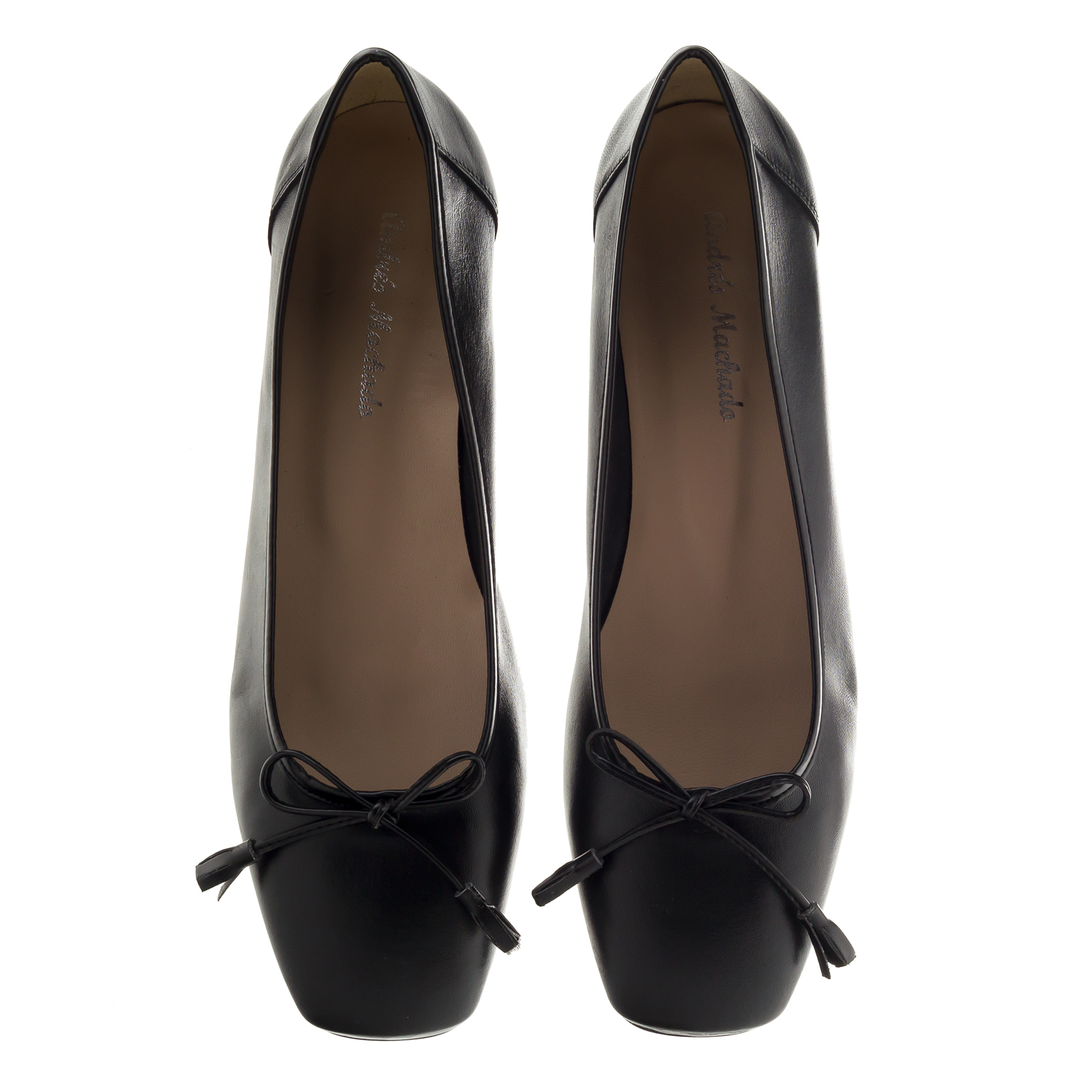 Bow Ballet Flats in Black Leather 