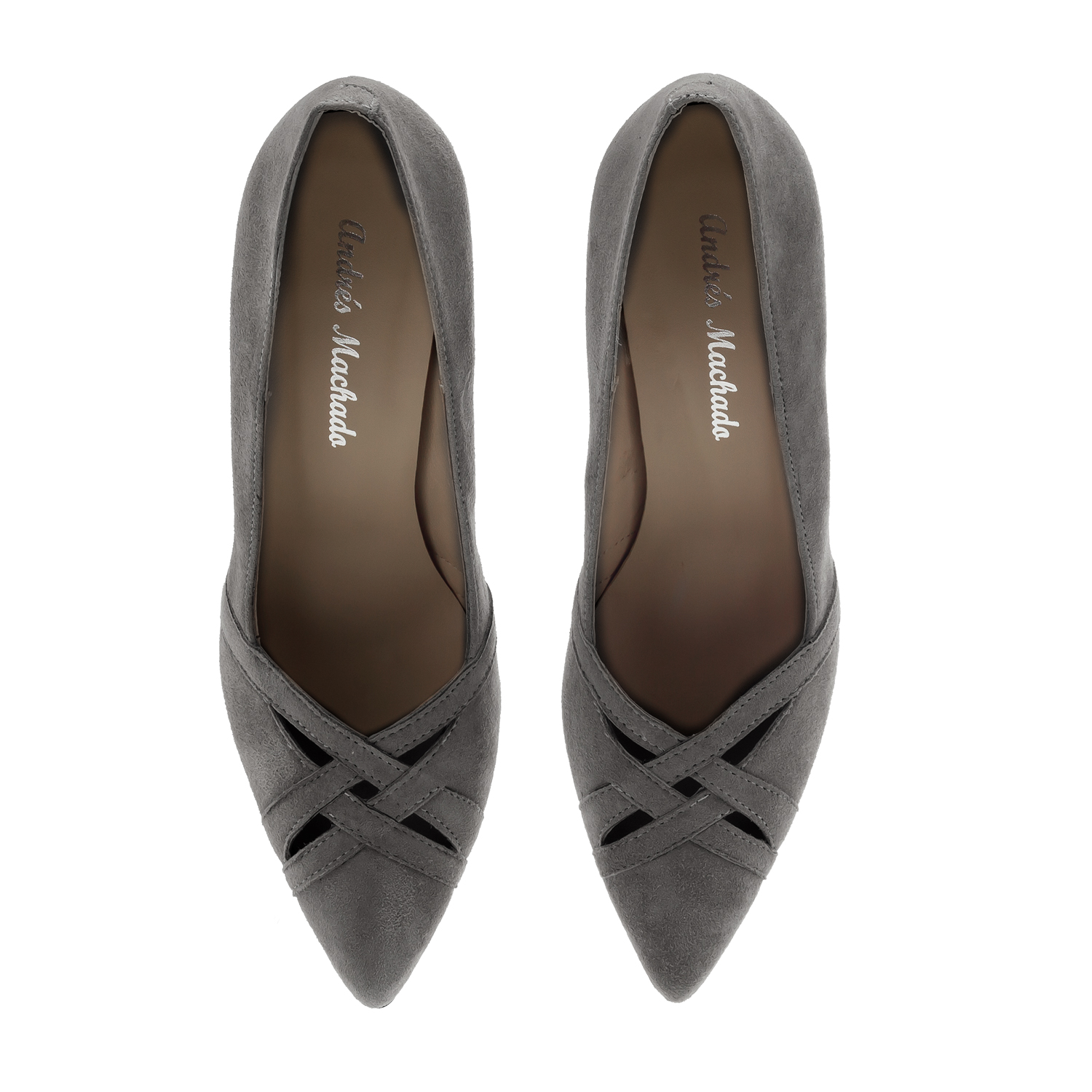 Crossover Stilettos in Grey Suede Leather 
