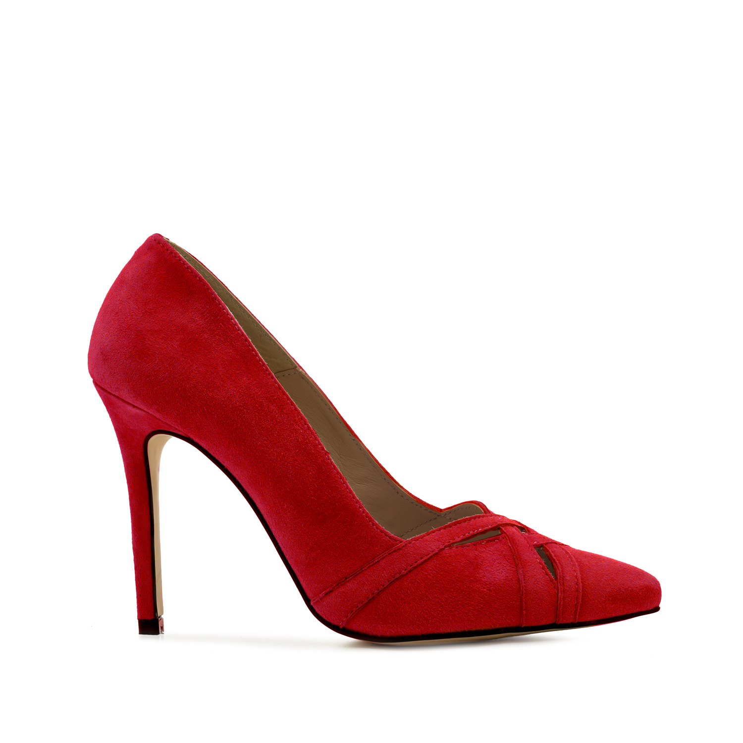Crossover Stilettos in Red Suede Leather 