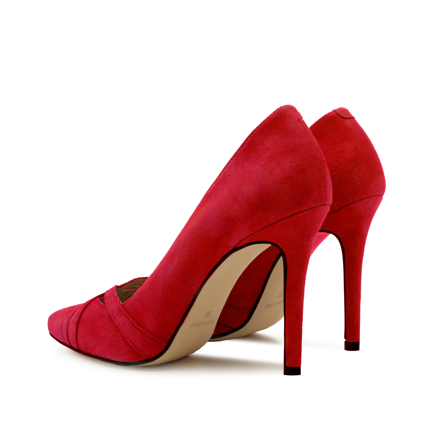 Crossover Stilettos in Red Suede Leather 