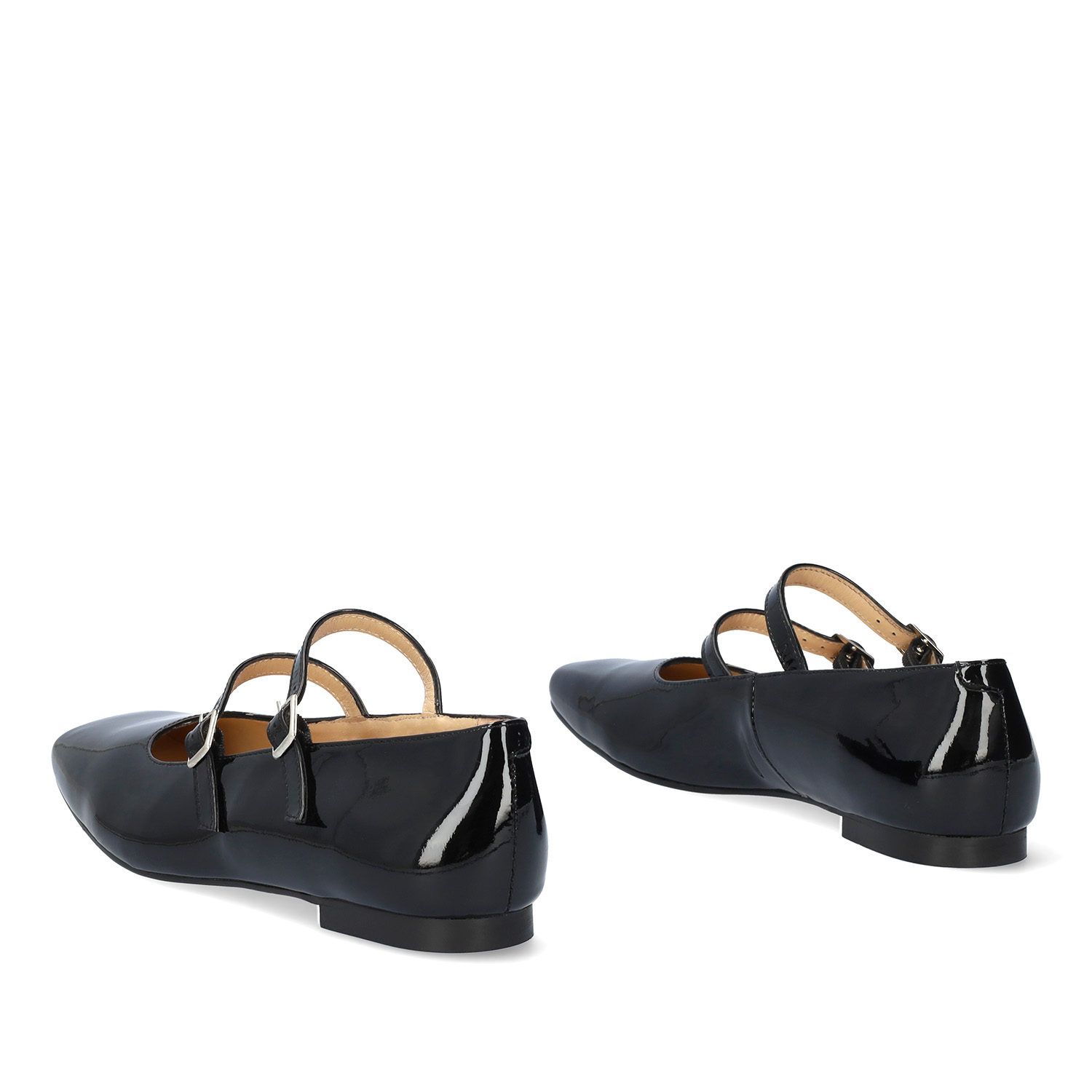 Ballerines plates en cuir verni noir 