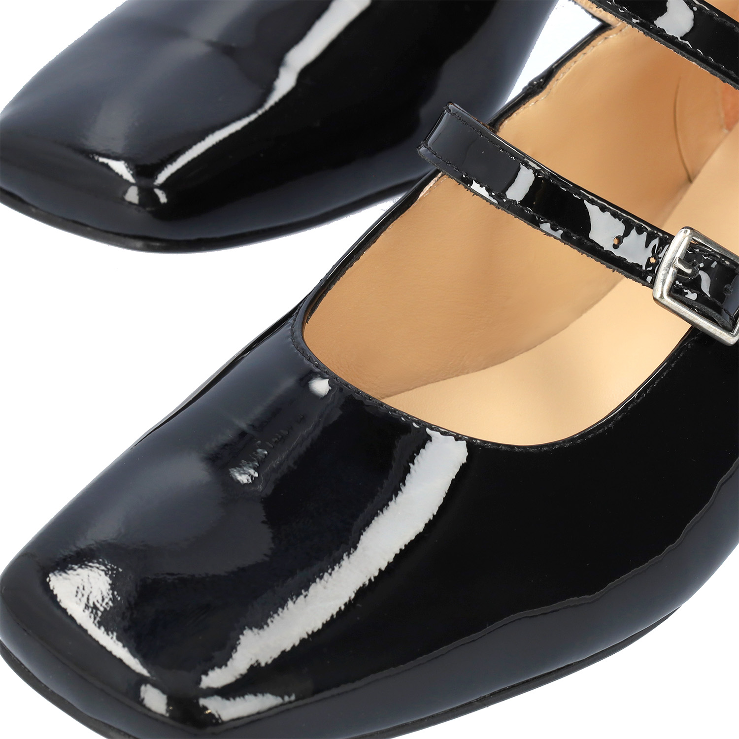 Black patent leather ballerina flats 