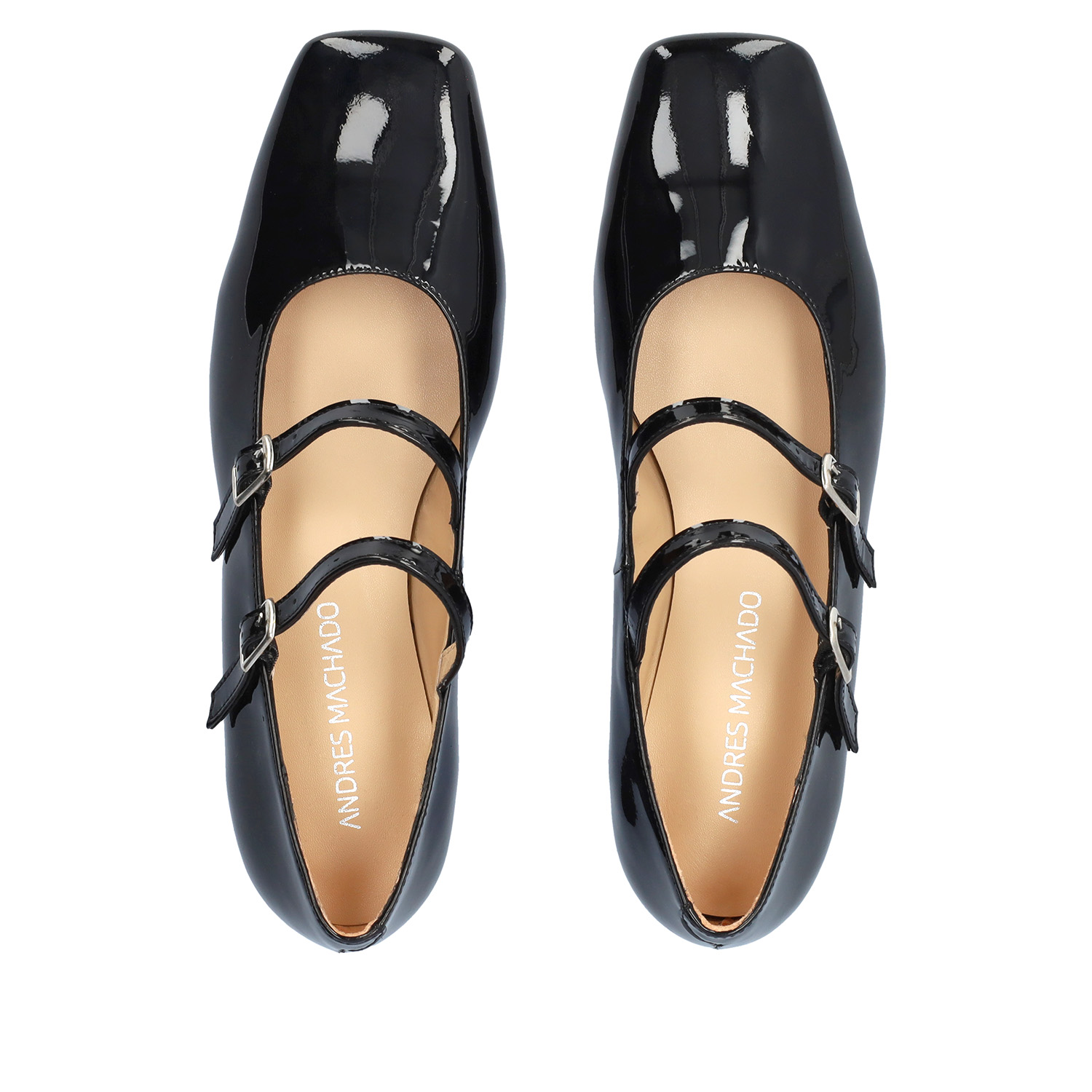 Black patent leather ballerina flats 