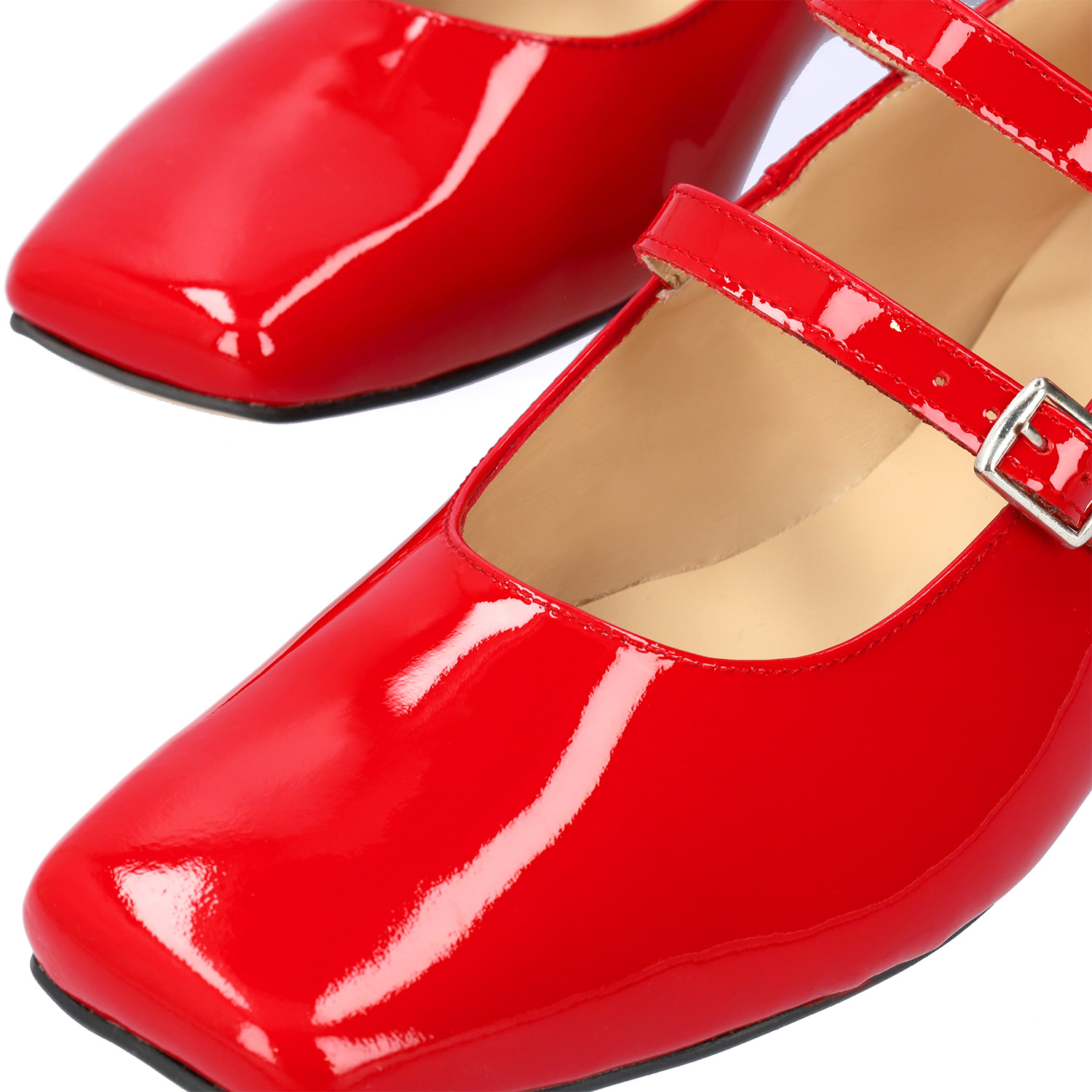 Red patent leather ballerina flats 