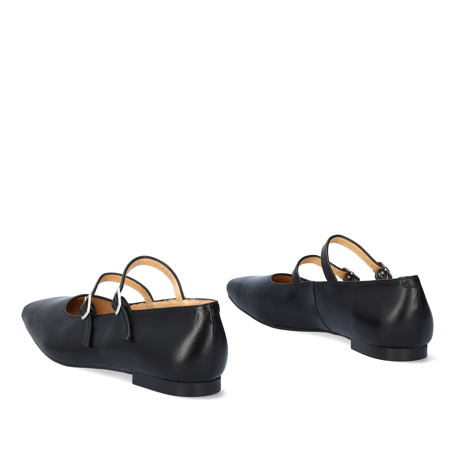 Ballerines plates en cuir noir 