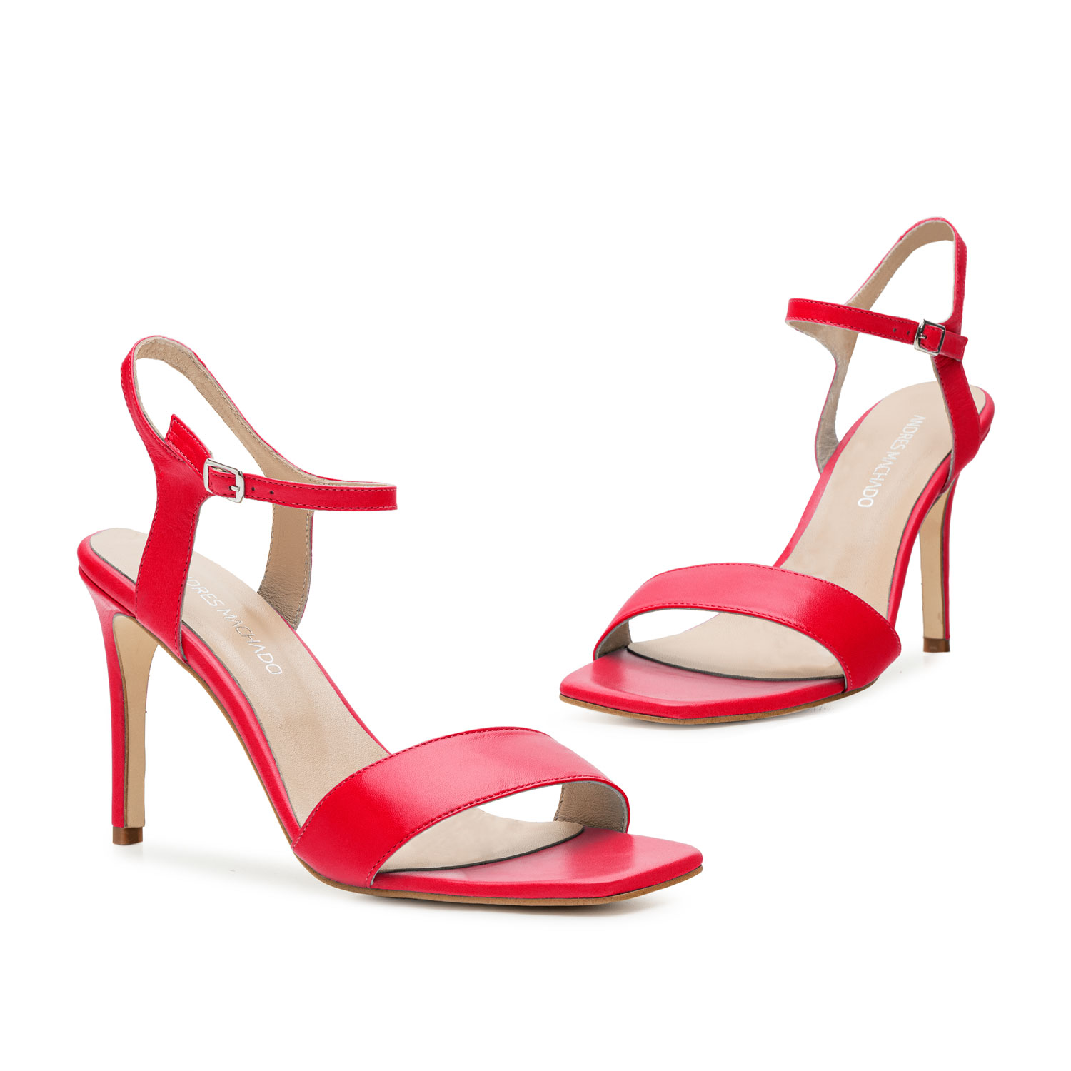 Ankle Stiletto Sandals in Fuchsia Leather 