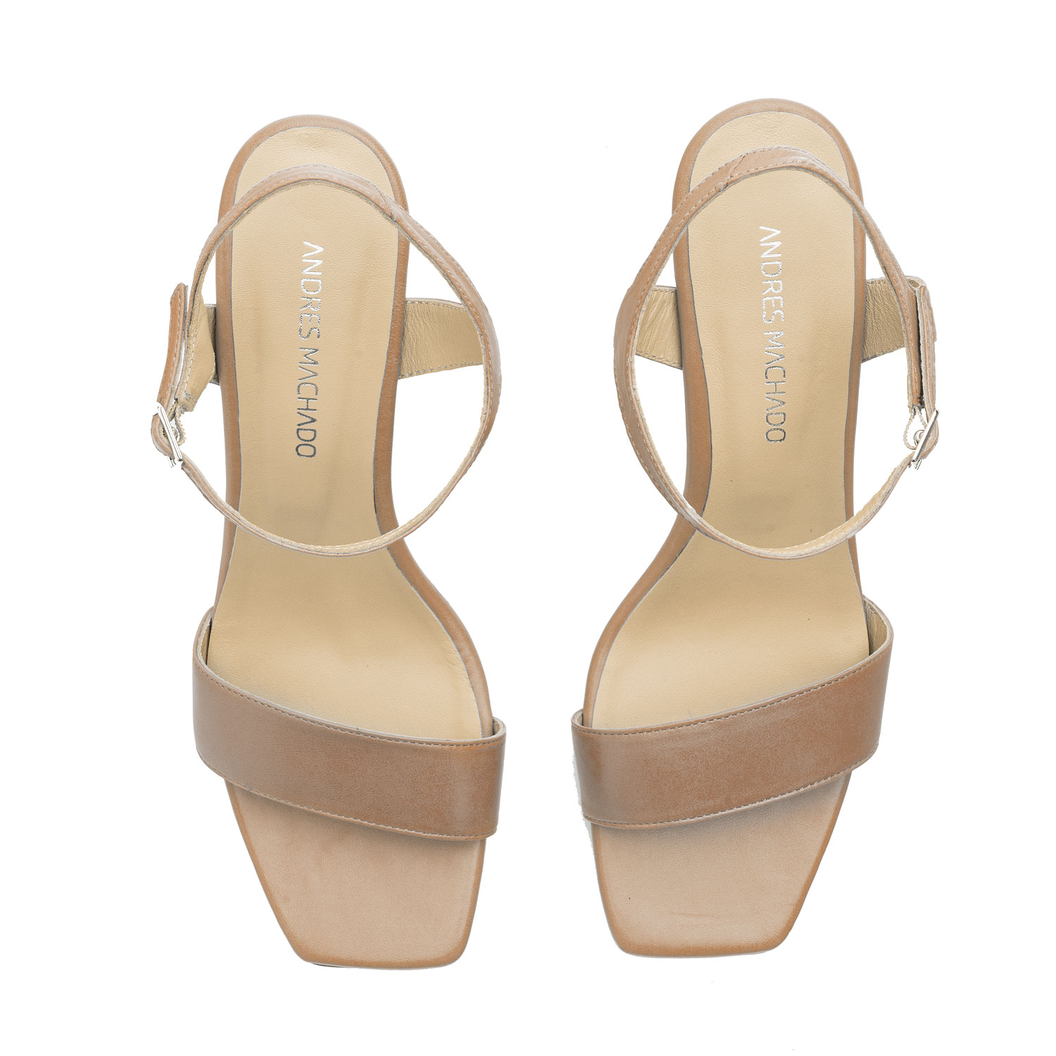 Ankle Stiletto Sandals in Nude Leather 