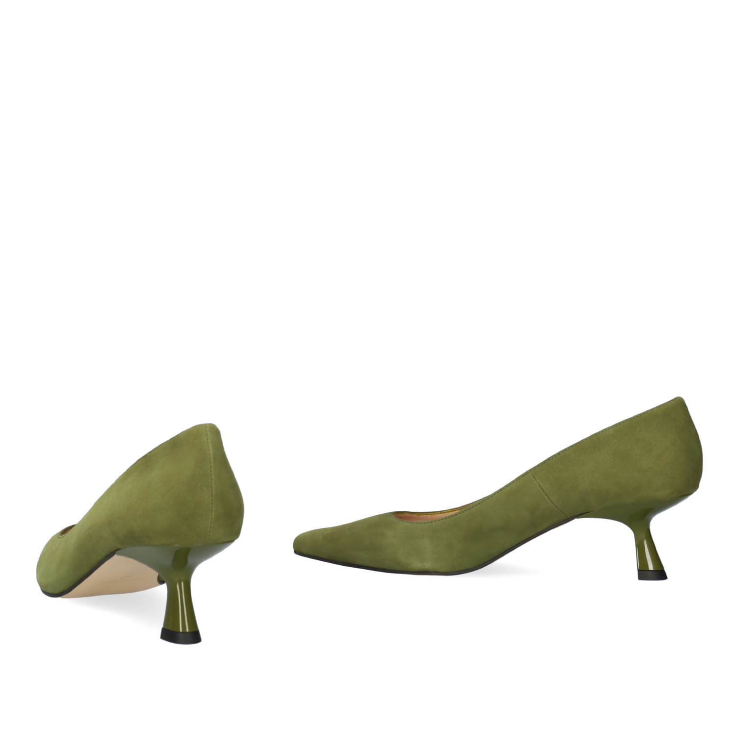 Heeled shoes in kaki suede 