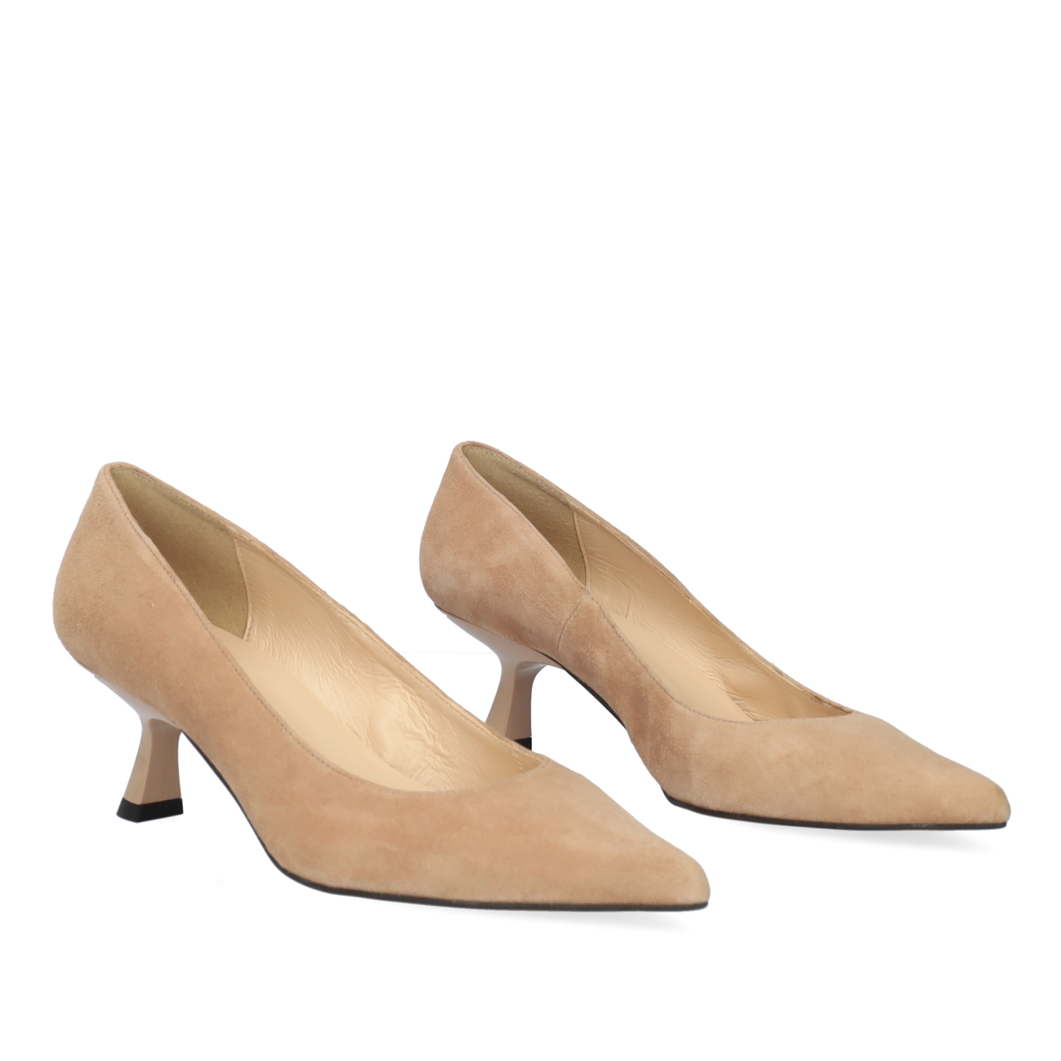 Heeled shoes in taupe suede 