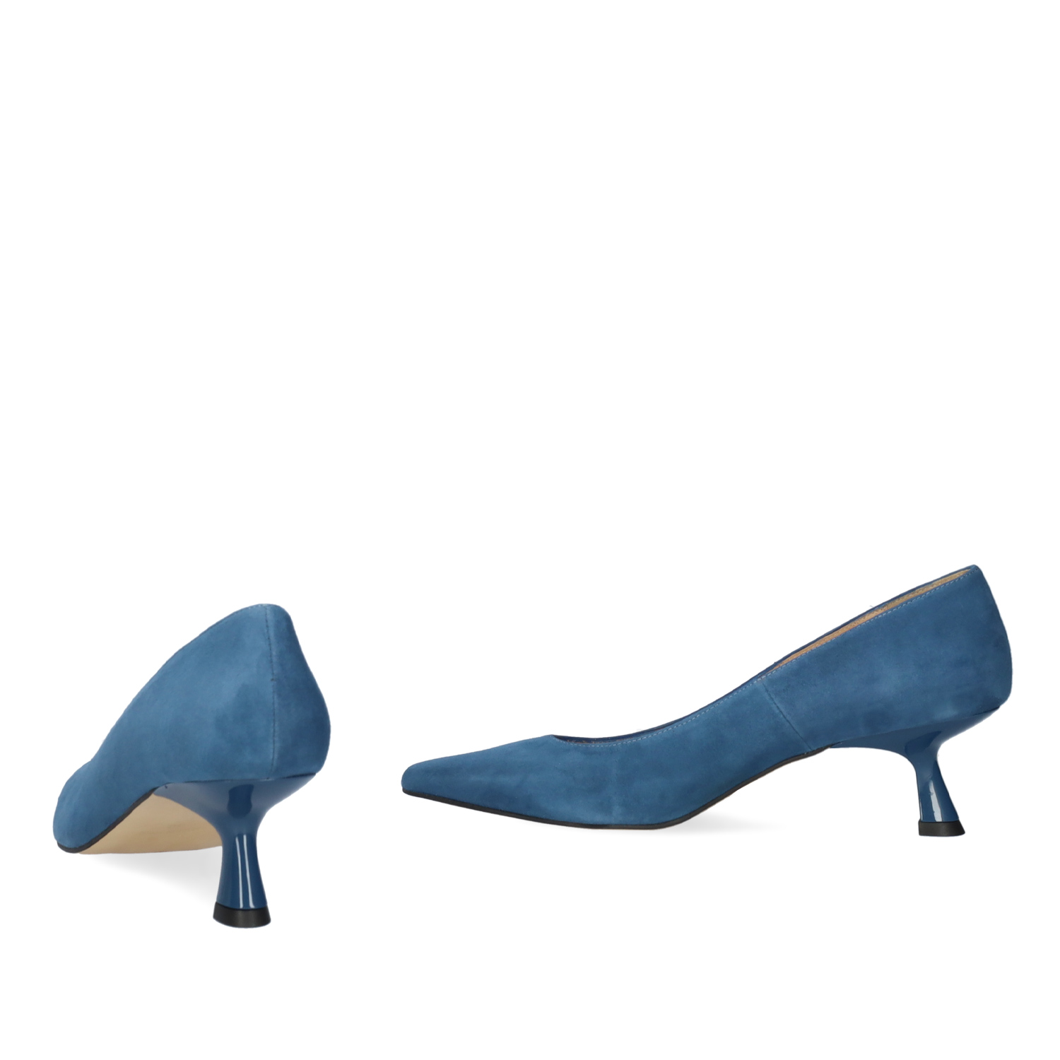 Chaussures talons en croûte de cuir bleu marine 