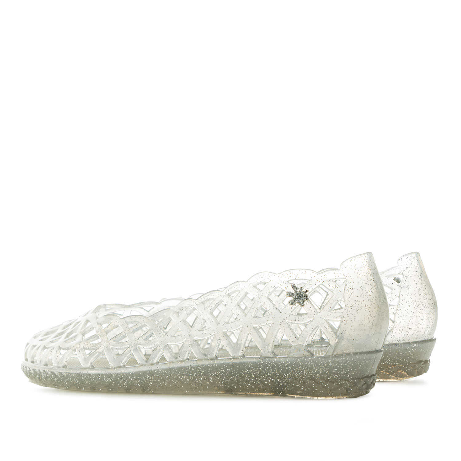 Water Rhombus-Shaped Die-Cut Ballet Flats in Silver 