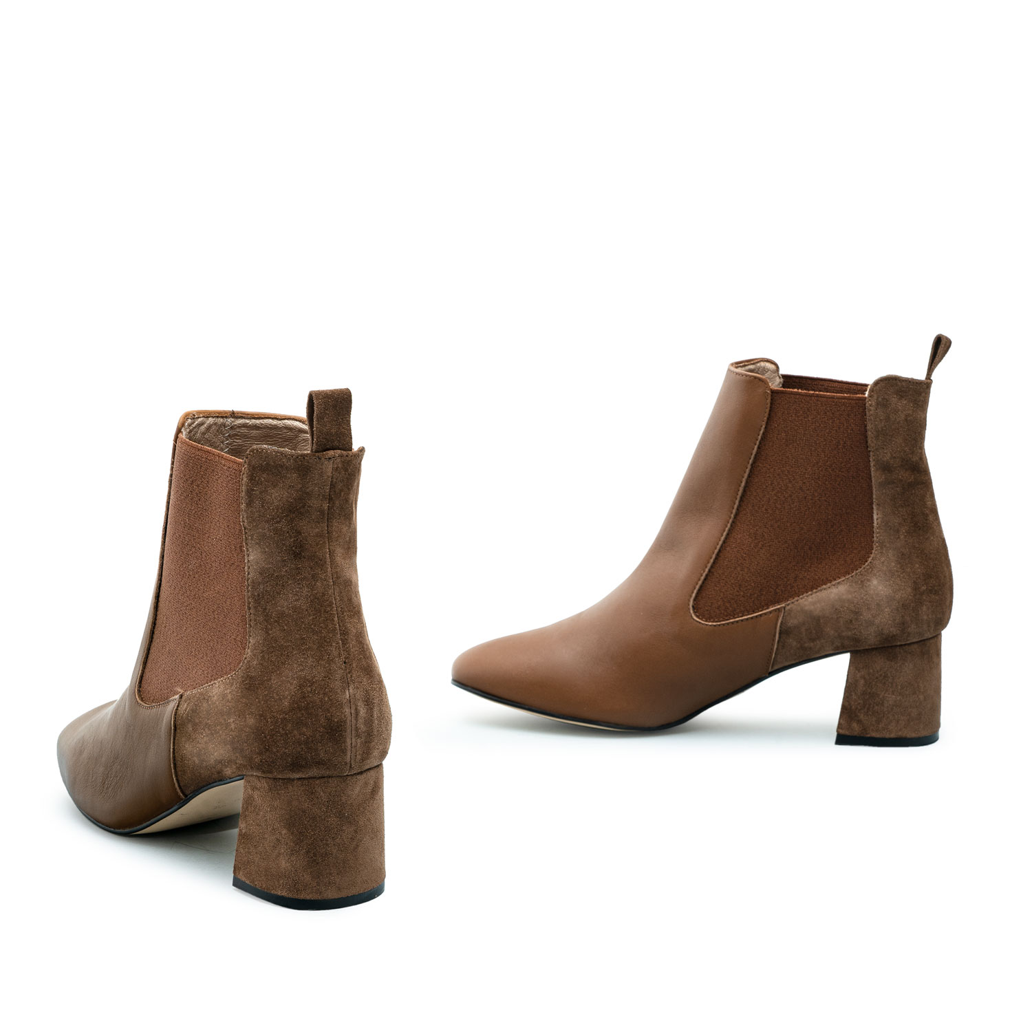 Chelsea Booties in Combined Brown Leather 