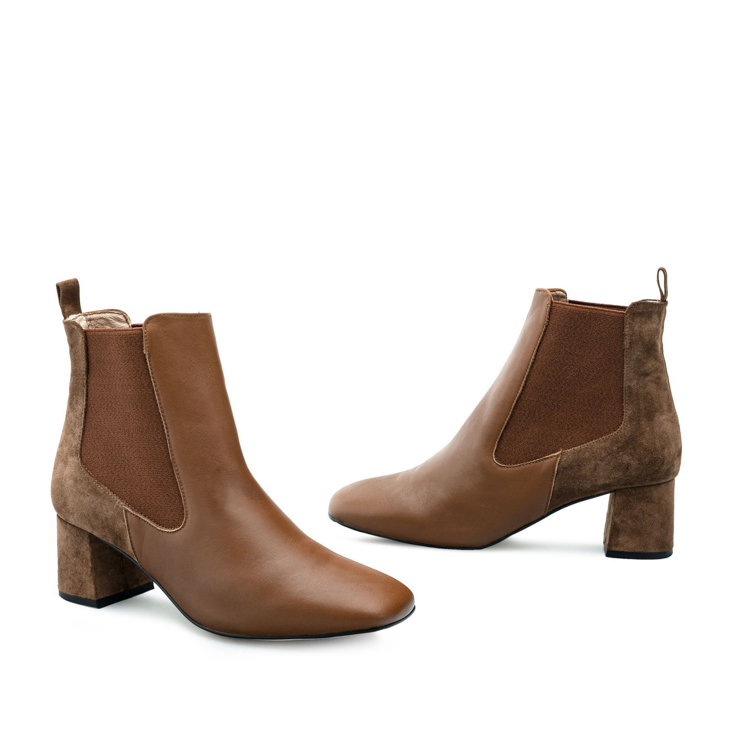 Chelsea Booties in Combined Brown Leather 