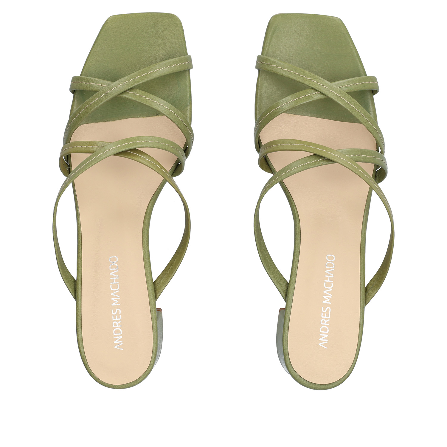 Kaki leather heeled sandals 