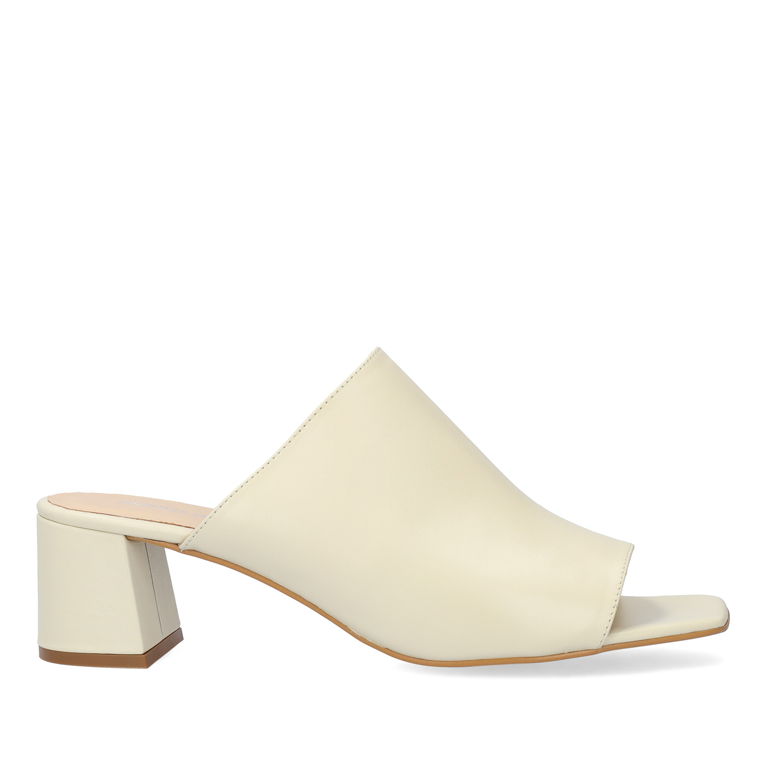 Off-white leather heeled mules 